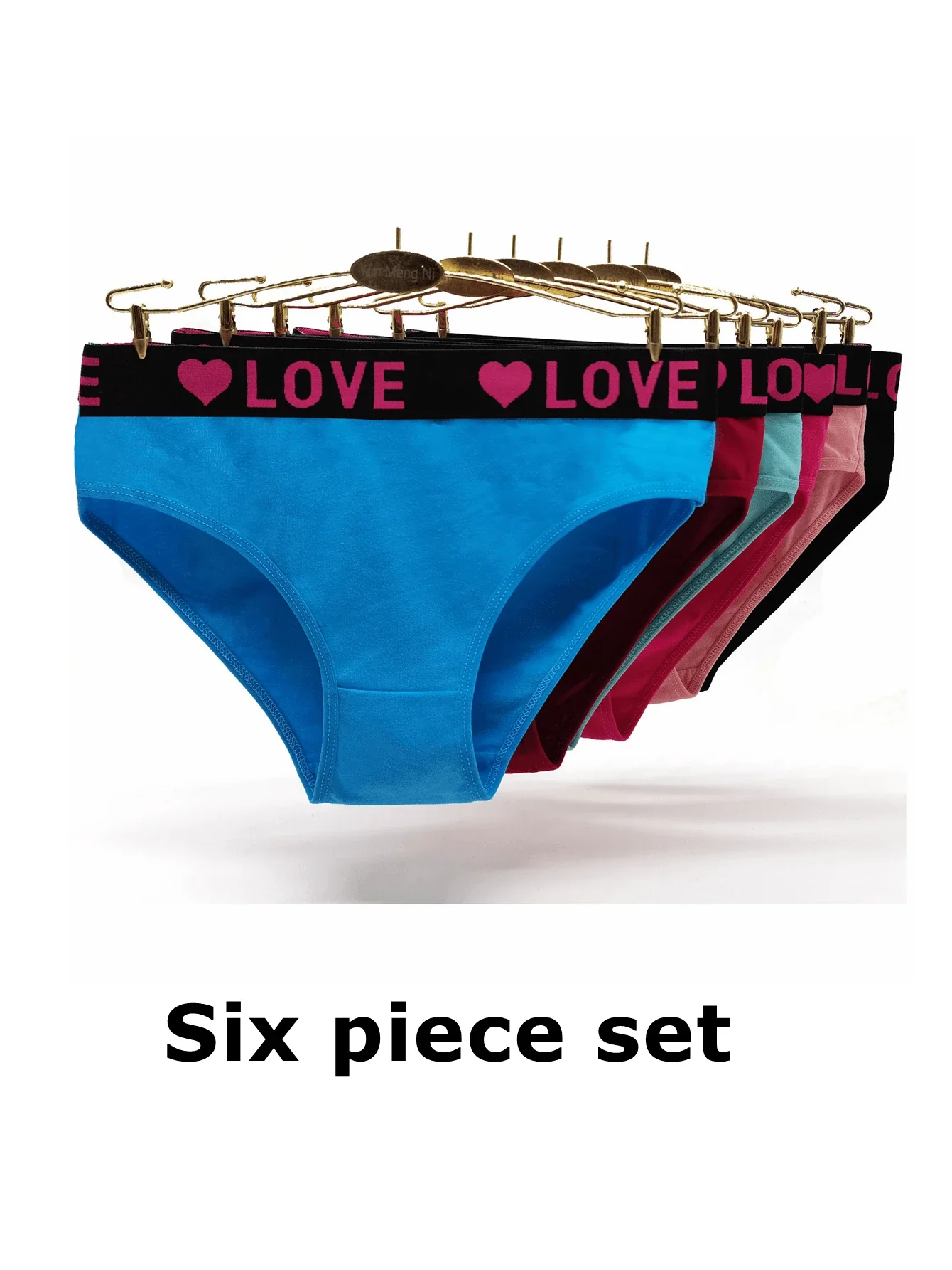 6pcs Fashionable Letter Printed Waistband Ladies Breathable Triangle Underpants