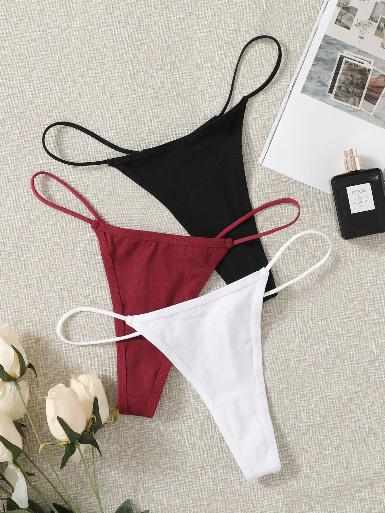 3pack Solid No Show Thong Set