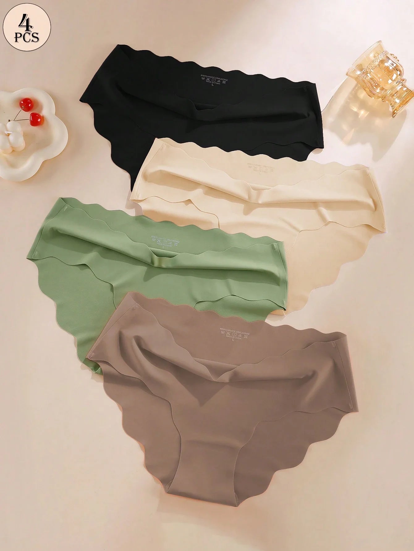 4pcs High Quality Plus Size Seamless Ice Silk Women's Underwear