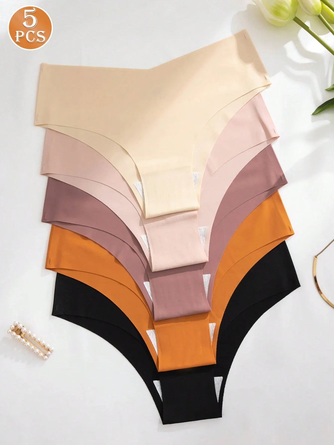 5pcs/Pack Women's Seamless Adhesive Breathable Sexy Bikini Briefs Multicolor 2