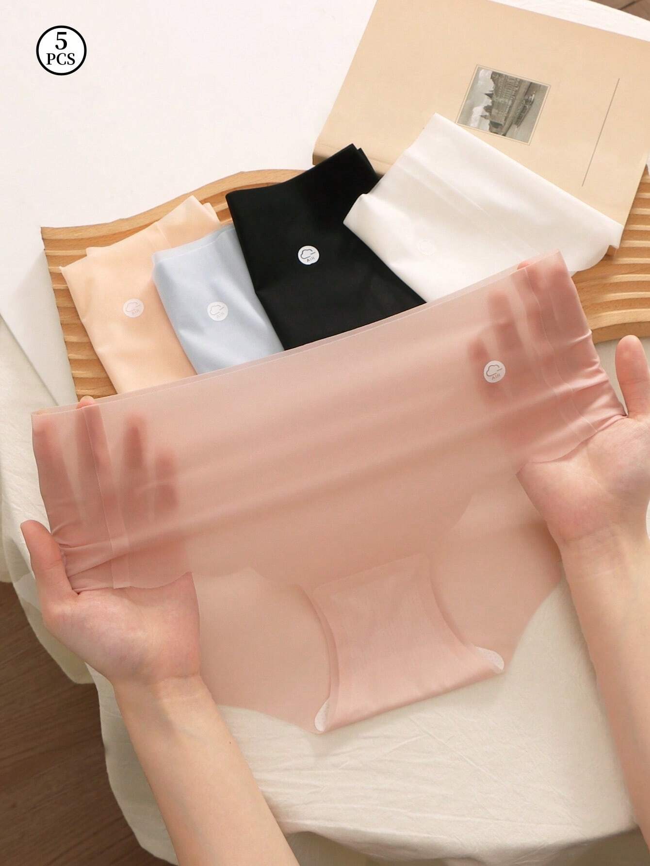 5pcs/Pack Ultra-Thin Ice Silk Seamless Women Panties