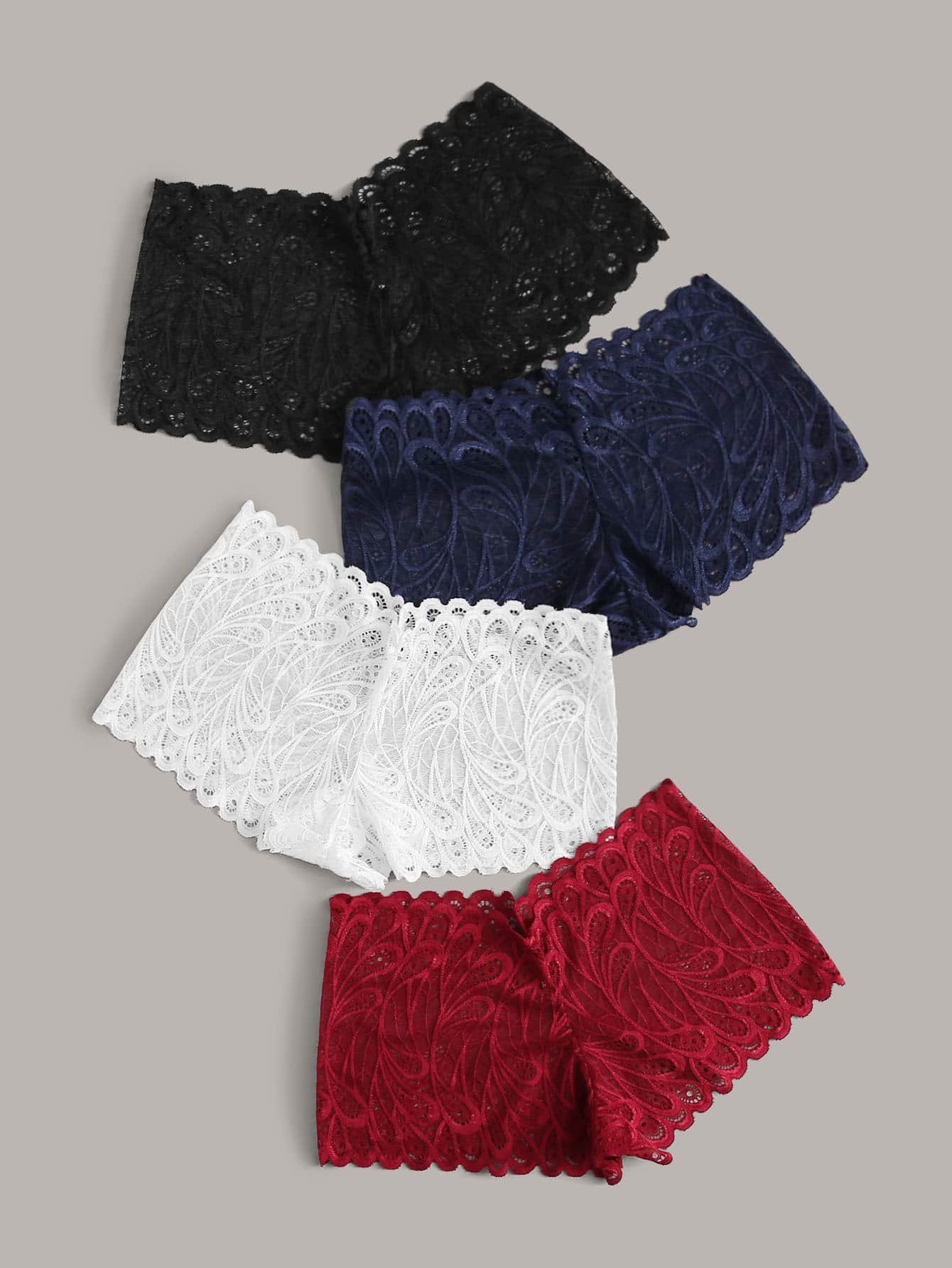 4pack Floral Lace High Waist Panty Set