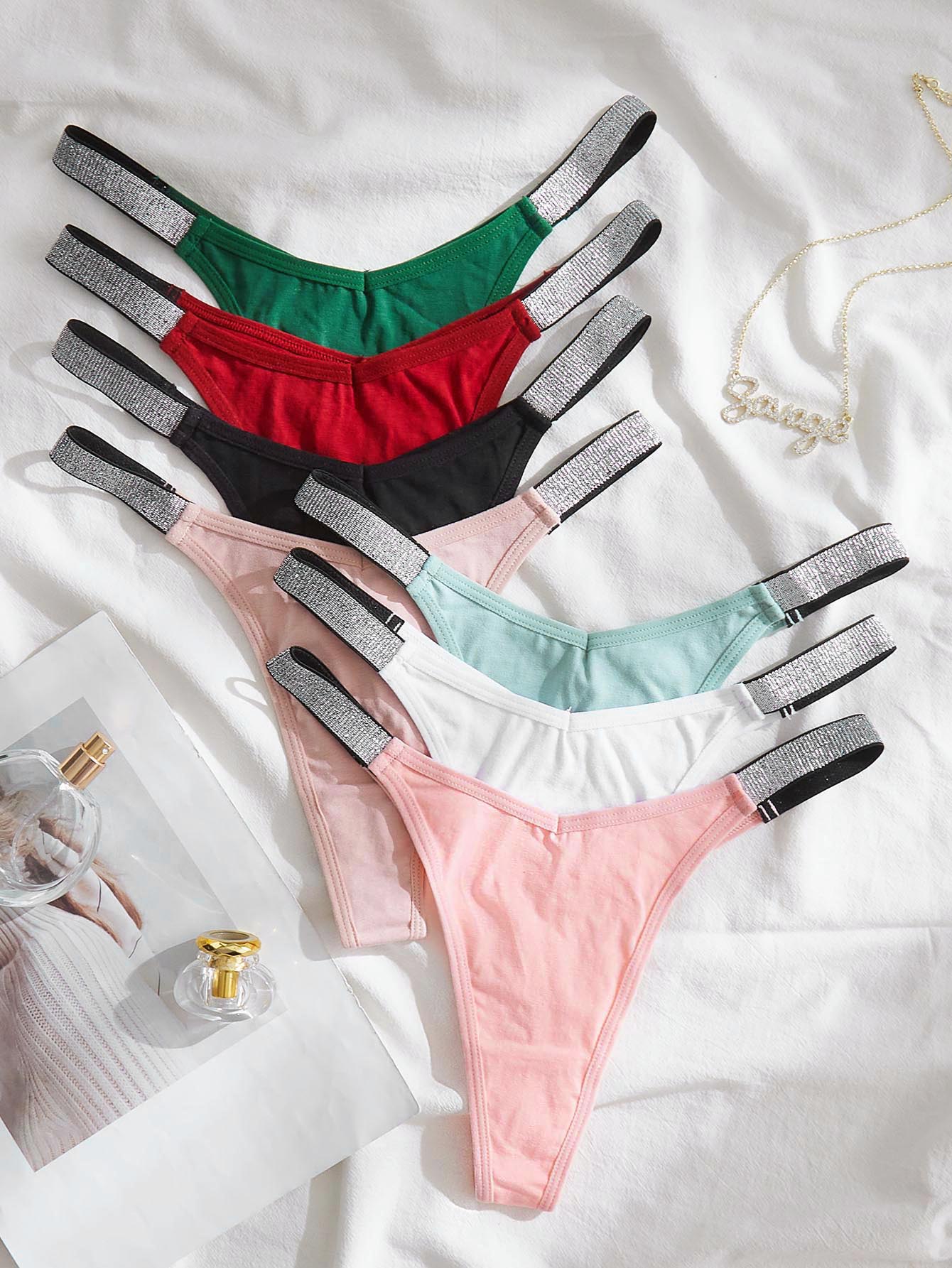 7pack Contrast Tape No Show Panty Set S Multicolor 2