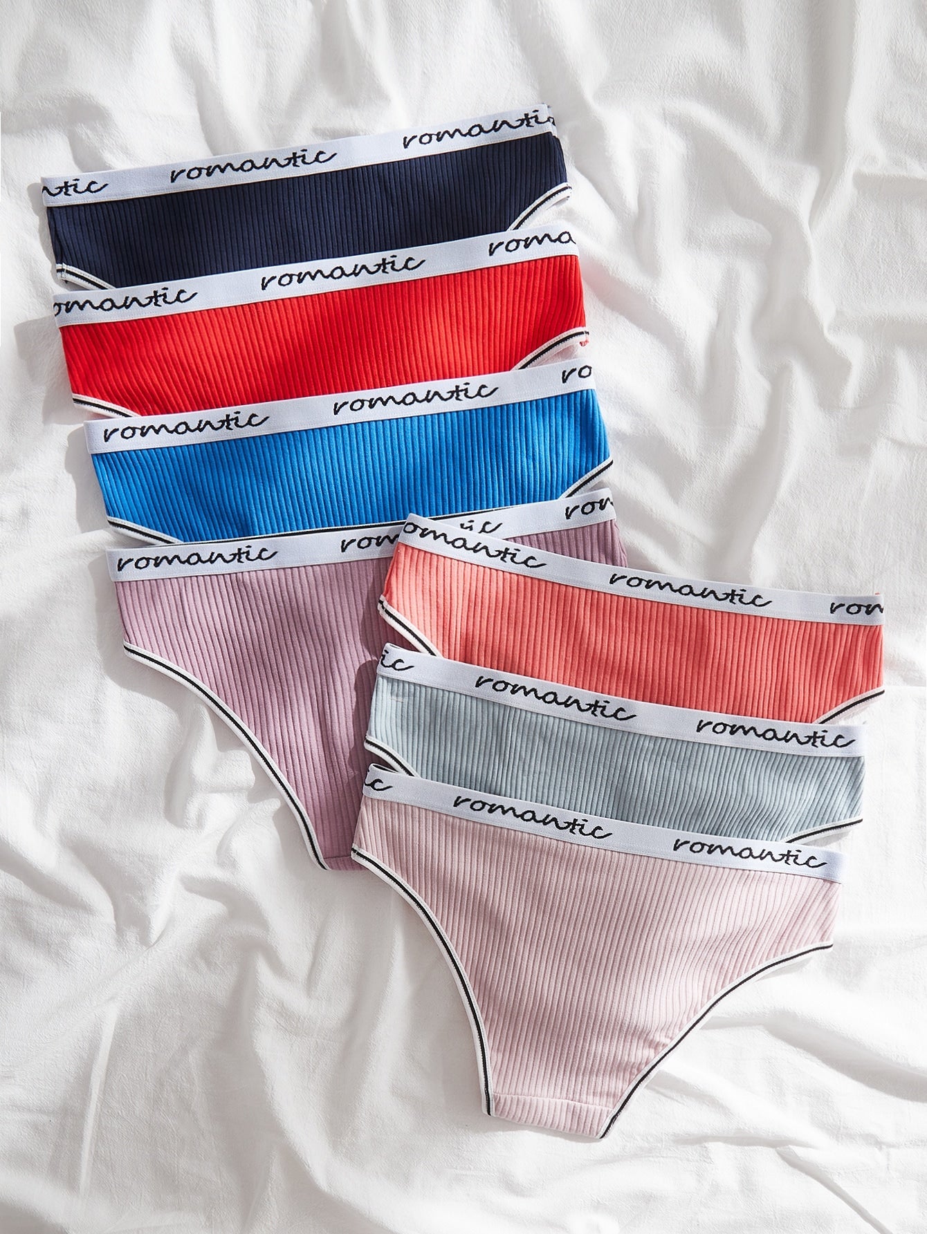 7pack Letter Tape Ribbed Knit Contrast Binding Brief