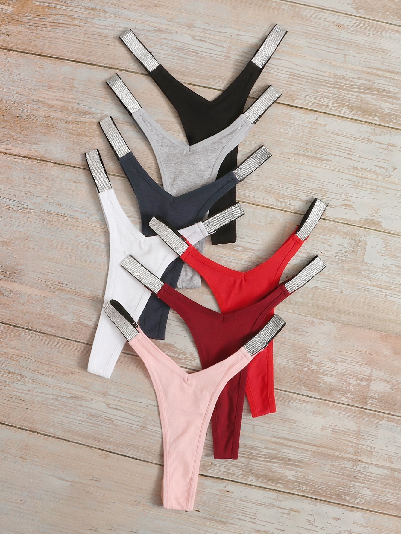 7pack Contrast Tape No Show Panty Set