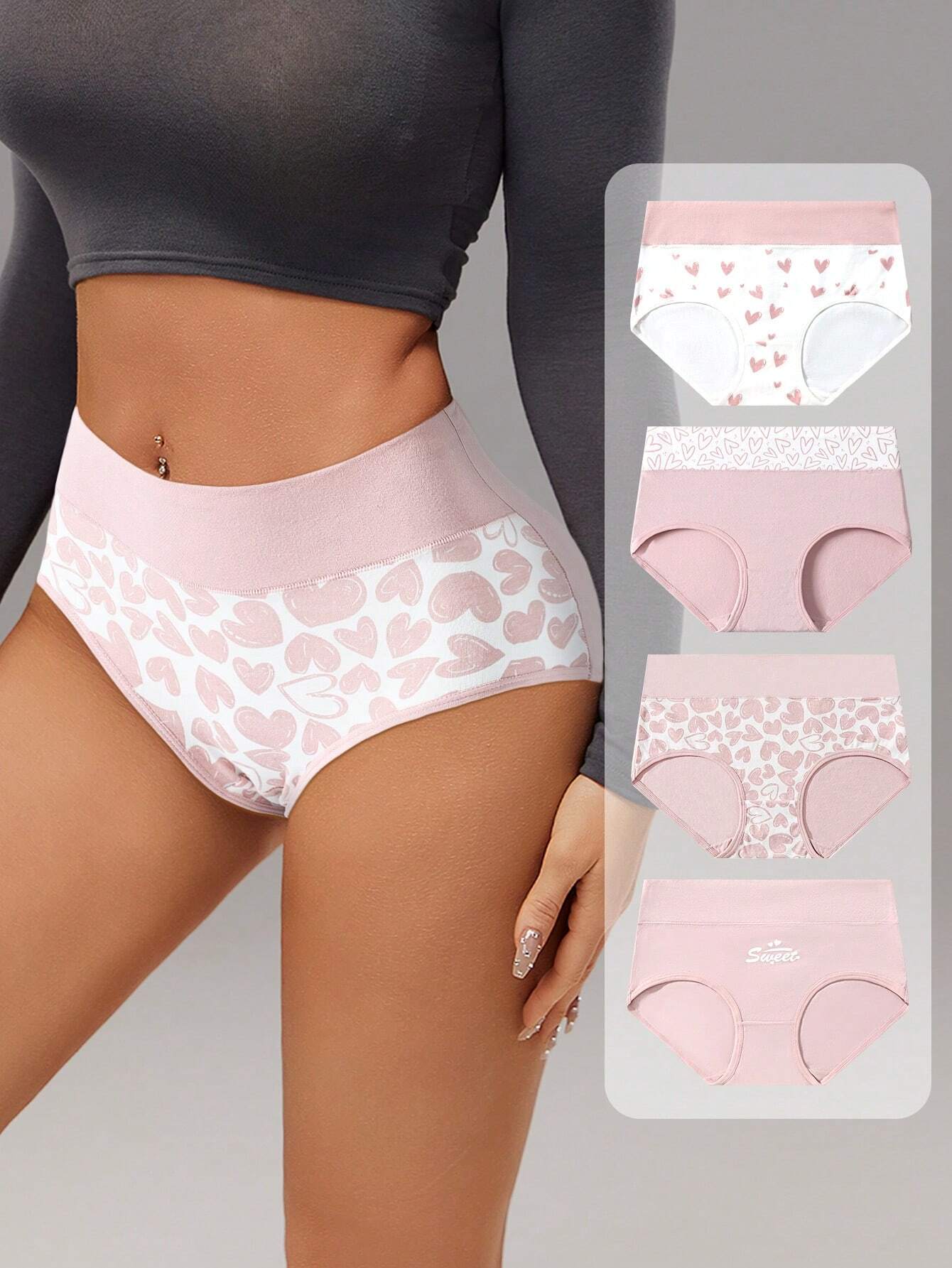 4pcs/Pack Comfortable &amp; Breathable Plus Size Ladies Underwear Briefs