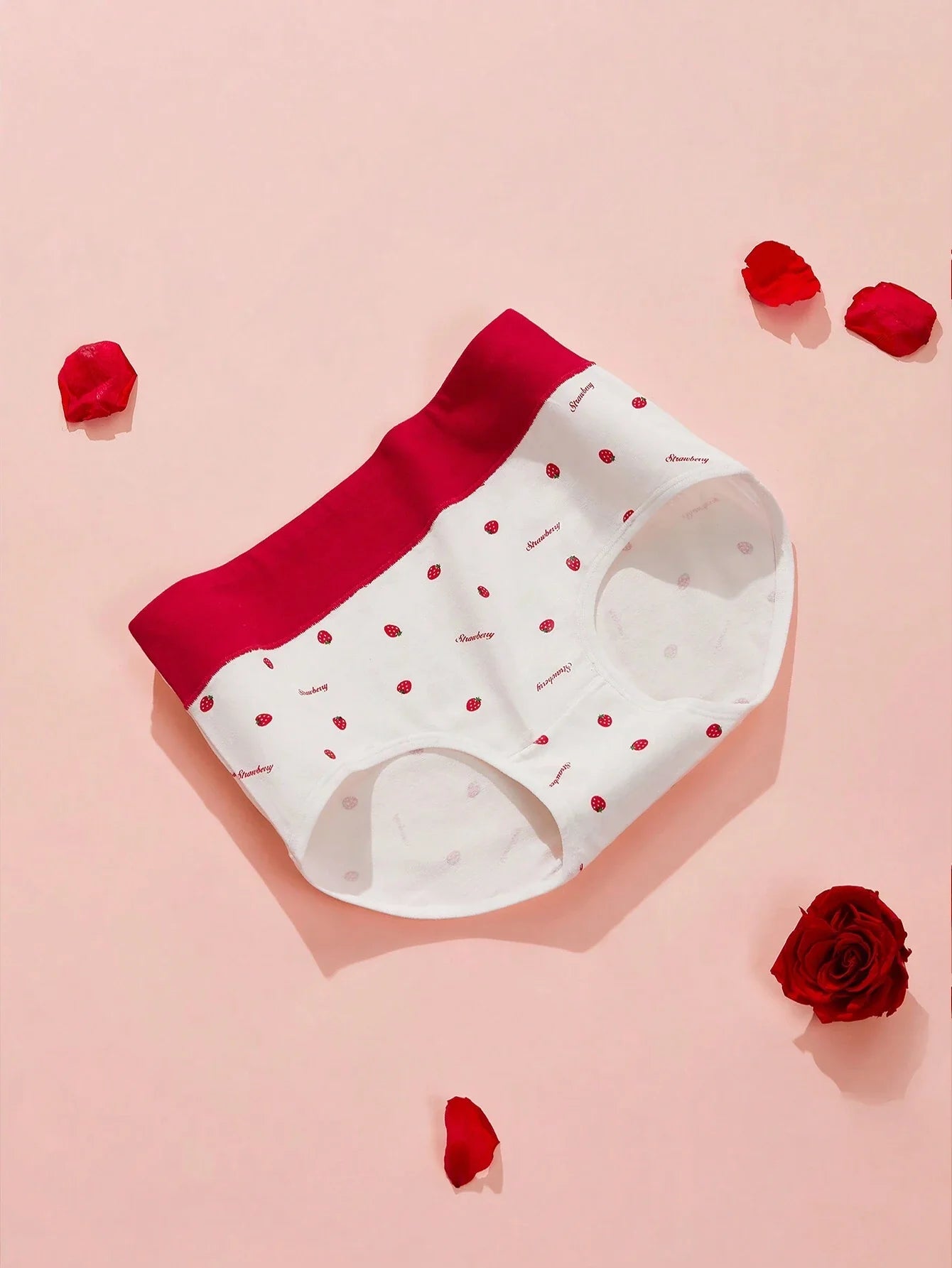 3pcs Strawberry Print High Waisted Seamless Panties