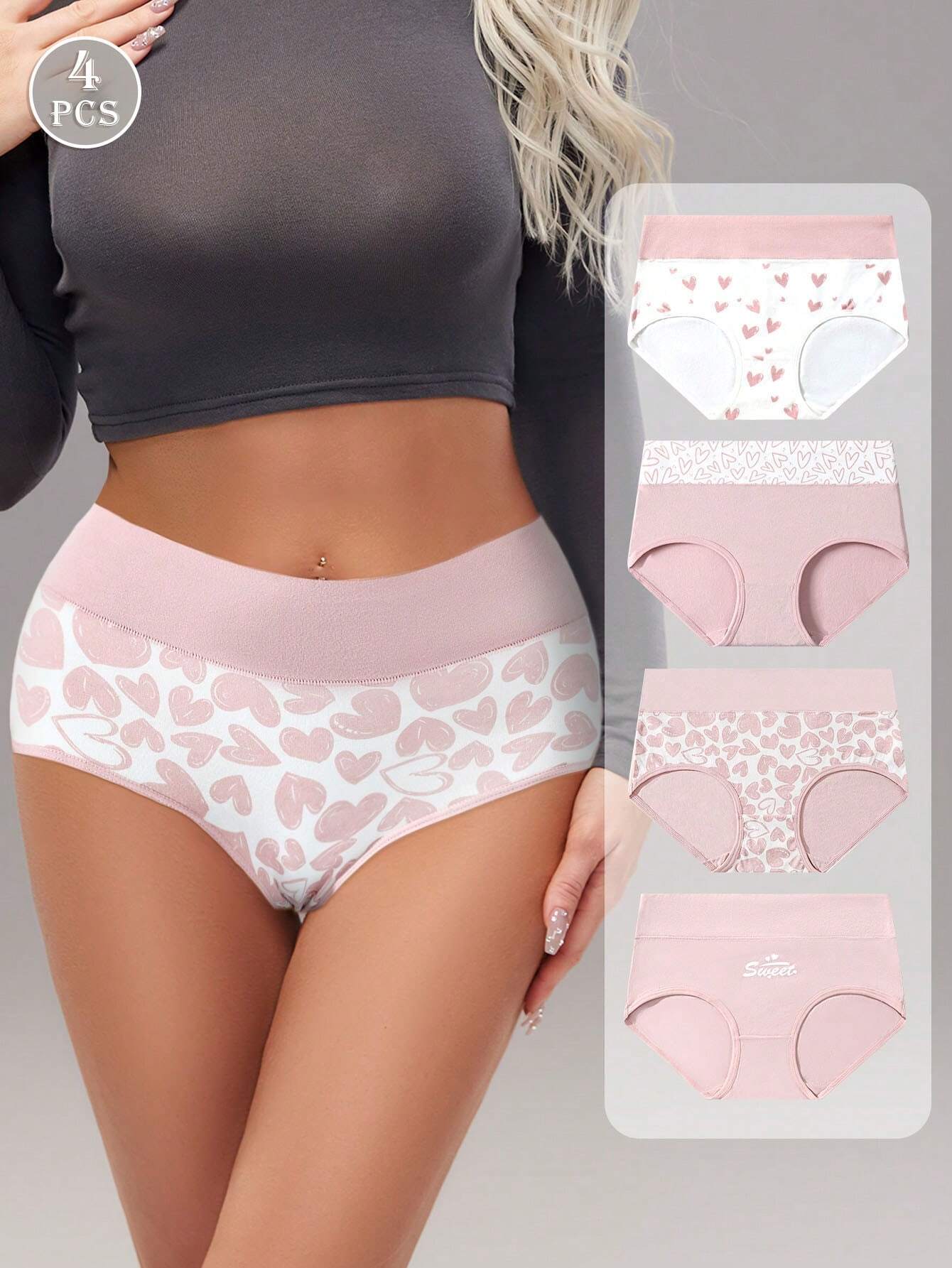 4pcs/set Comfortable &amp; Breathable Ladies' Triangle Panties