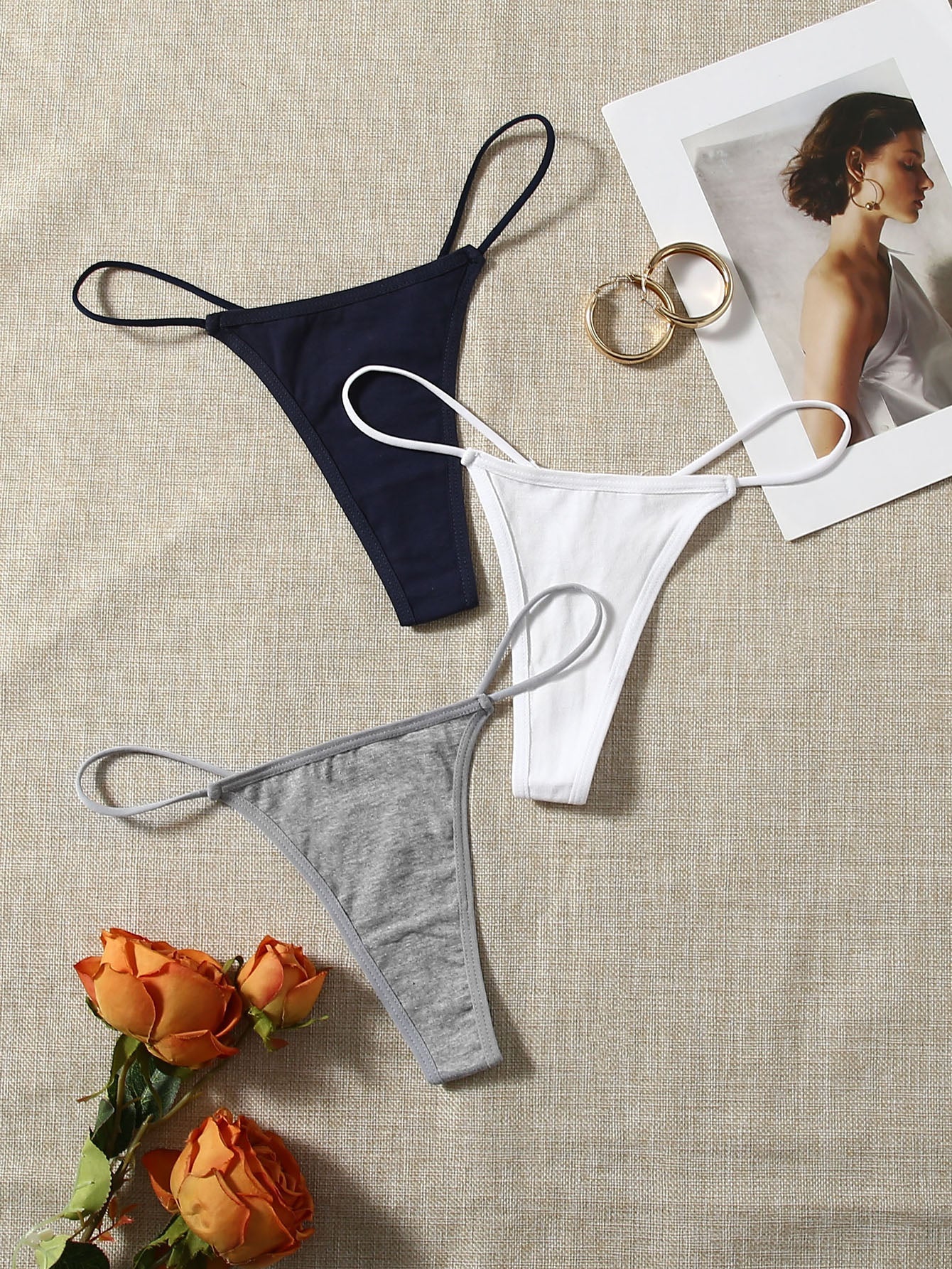 3pack Solid No Show Thong Set Multicolor 2