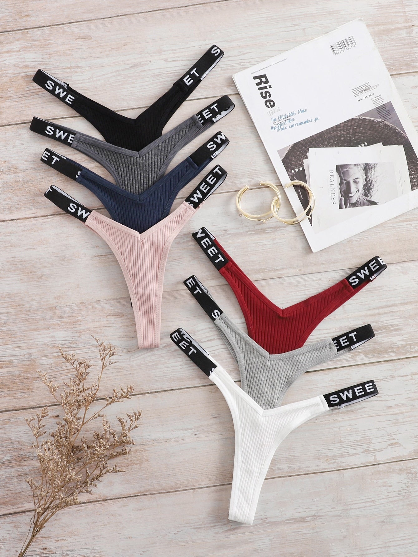 7pack Letter Tape Panty Set S Multicolor 2