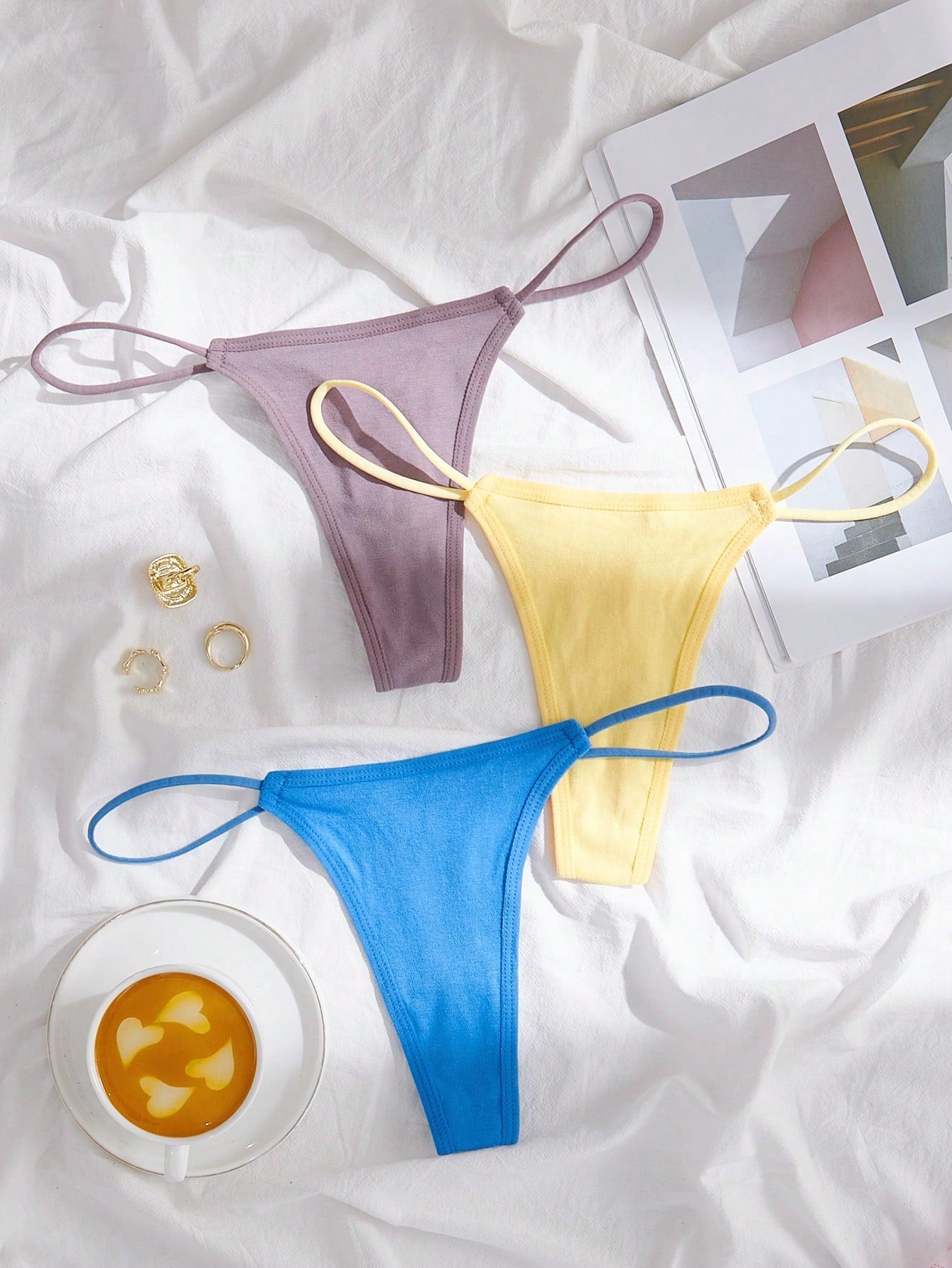 3pack Solid No Show Thong Set