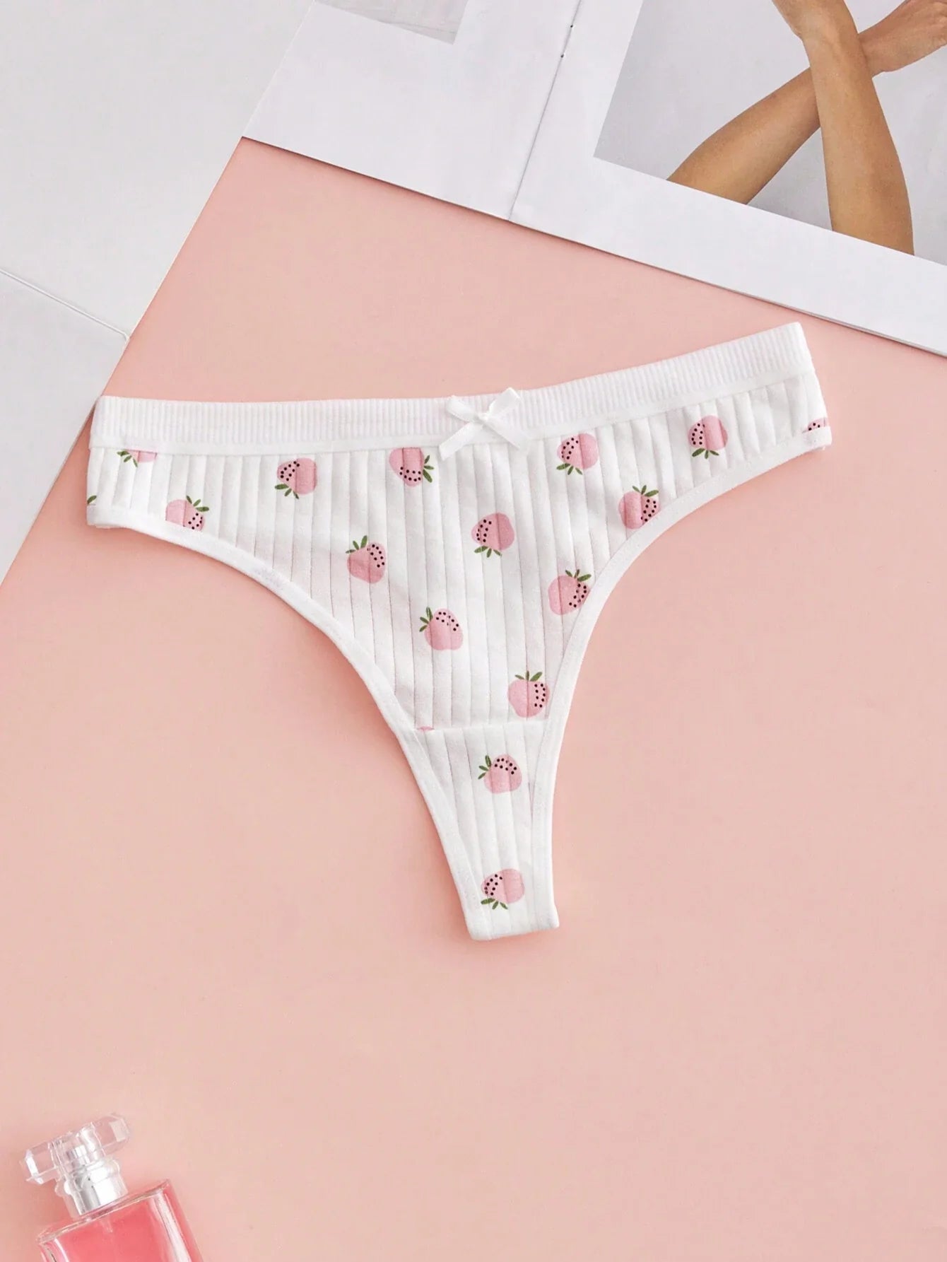 5PCS Sexy Underwear Printed Cute Thong Bow