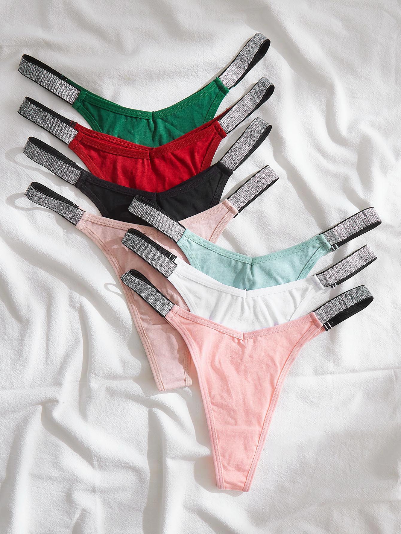 7pack Contrast Tape No Show Panty Set