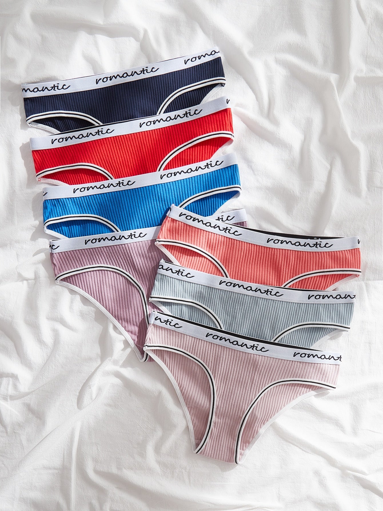 7pack Letter Tape Ribbed Knit Contrast Binding Brief