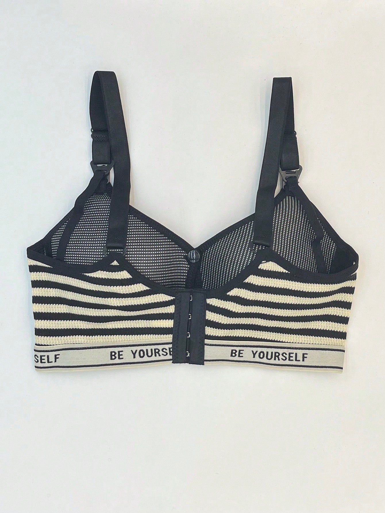 Cross Striped Non-wired Push-up Nursing Bra With Comfortable & Breathable Fabric