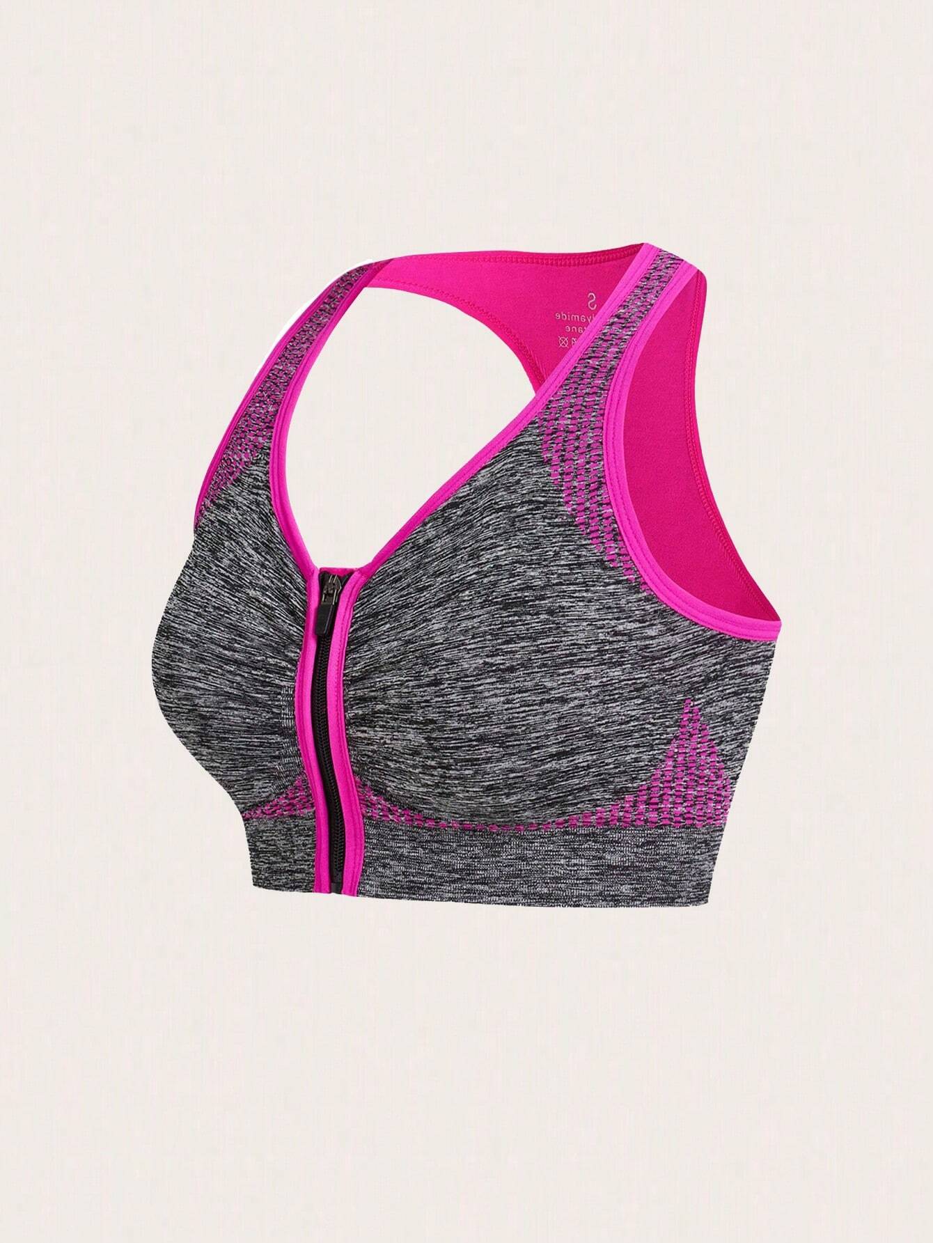 SHEIN Sport 2pcs Zip Up Ruched Front Sports Push Up Bra