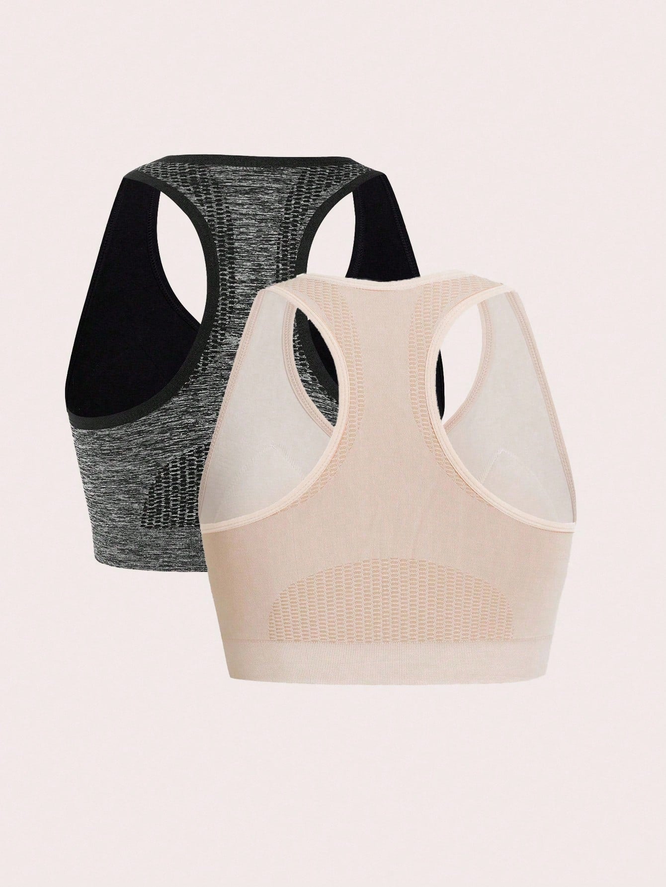 SHEIN Sport 2pcs Zip Up Ruched Front Sports Push Up Bra