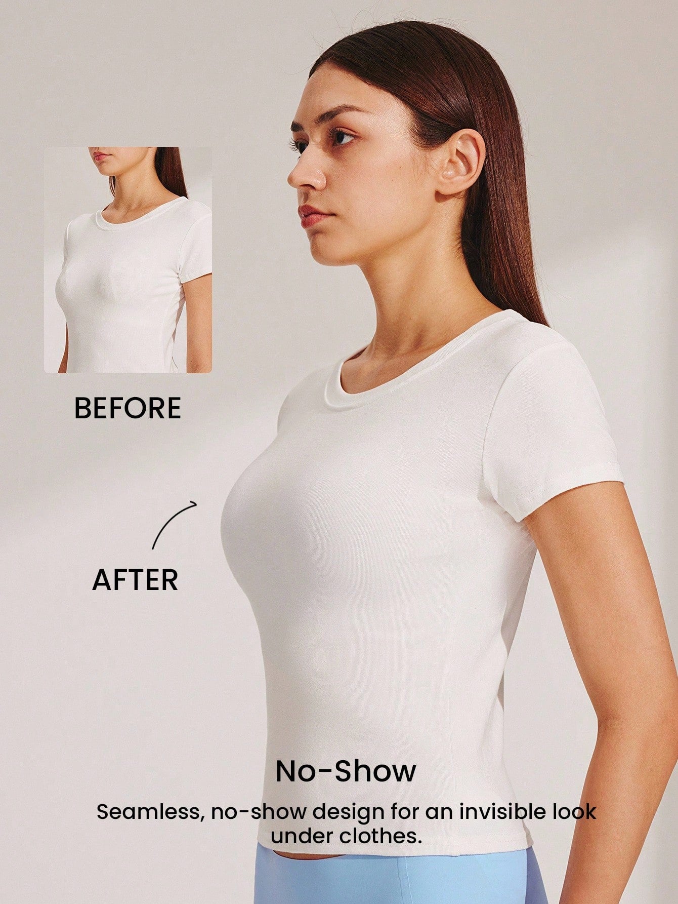 Plunge No Show Underwear Black Airy Sticky Basic SizeFreedom Bra