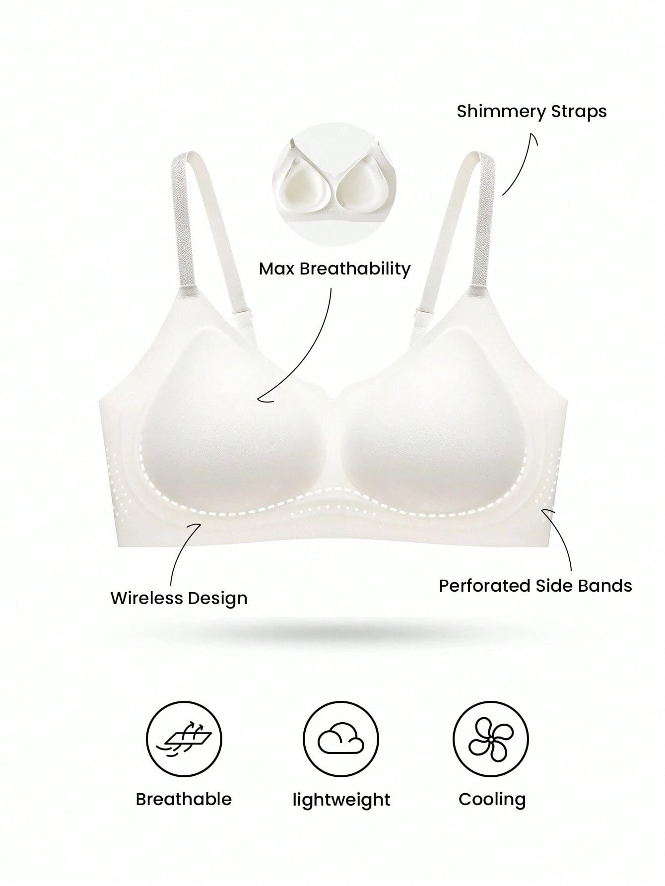 Plunge No Show Underwear Black Airy Sticky Basic SizeFreedom Bra