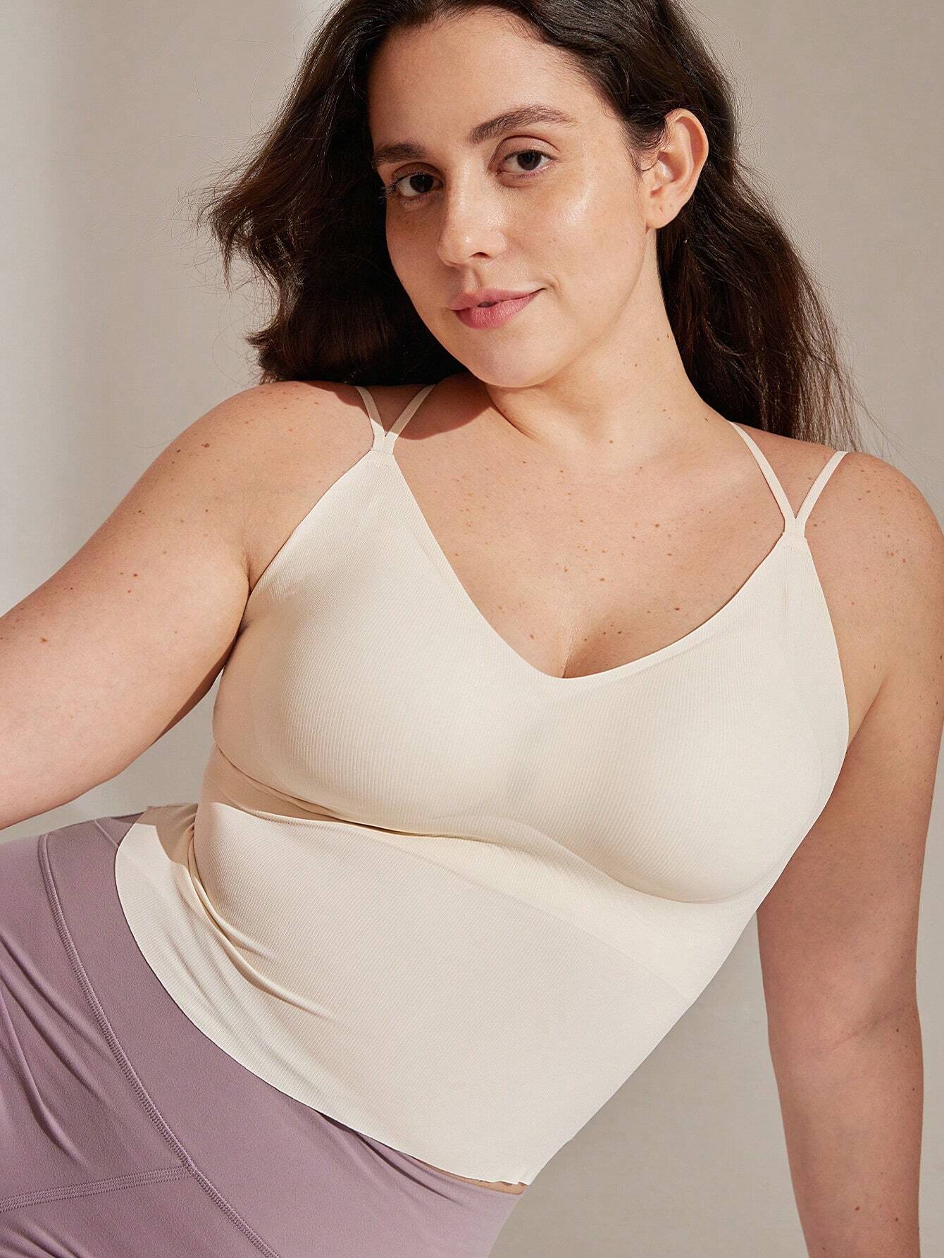 Wireless Strappy Racerback Built-In Pads Breathable Modal Longline Workout Sports Lingerie