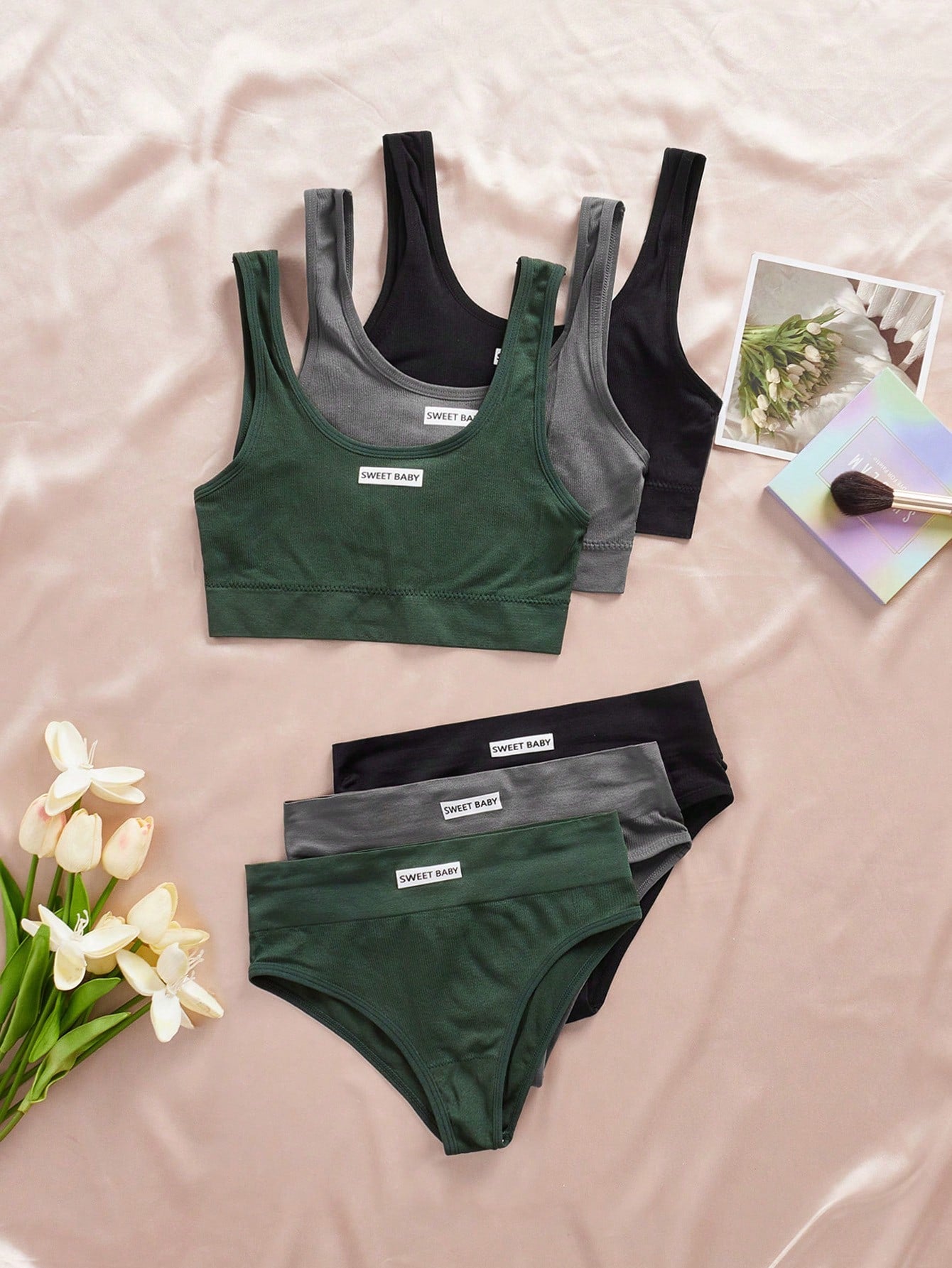 3pcs Seamless Minimalist Everyday Underwear Set