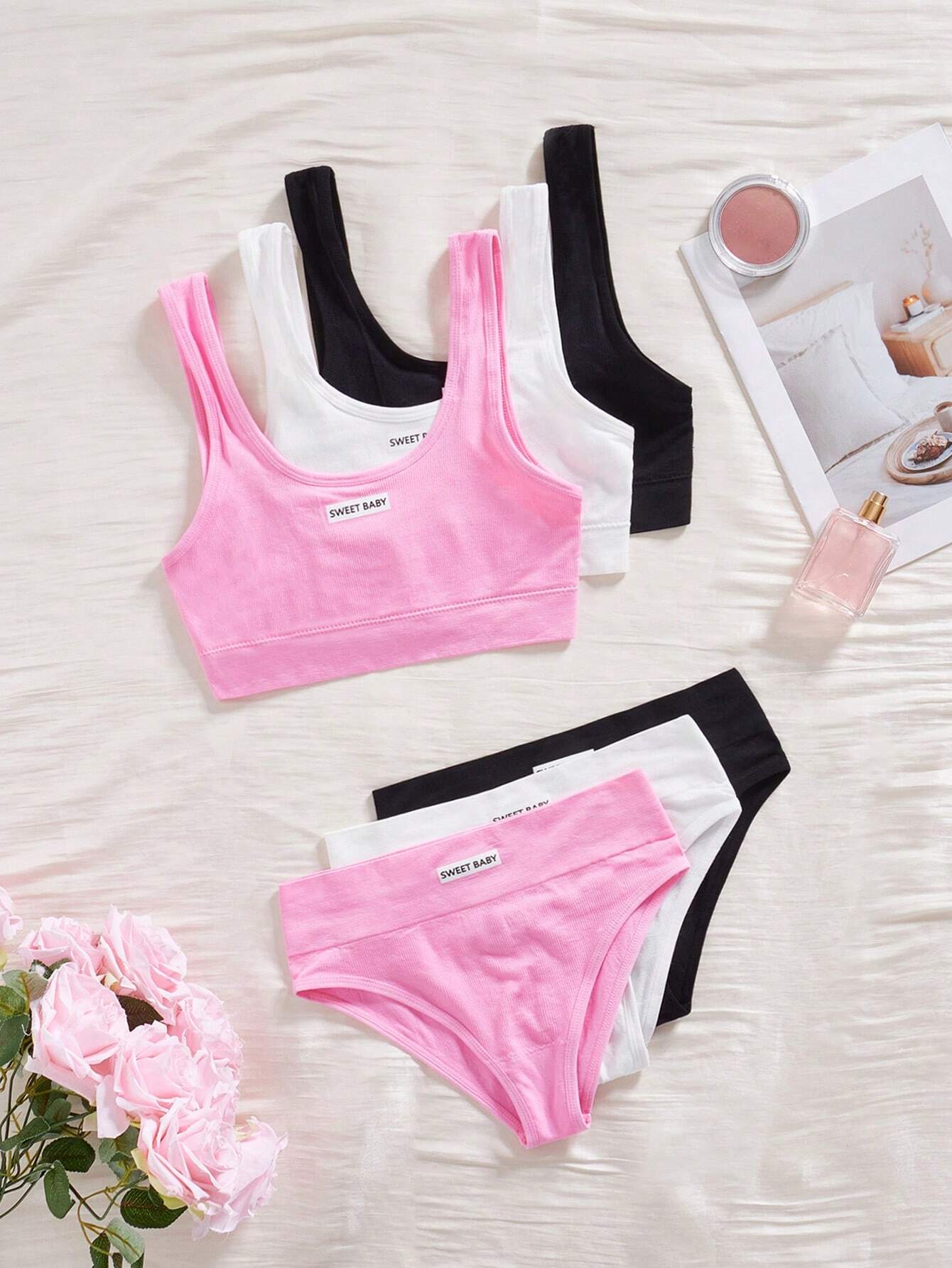 3pcs Seamless Minimalist Everyday Underwear Set