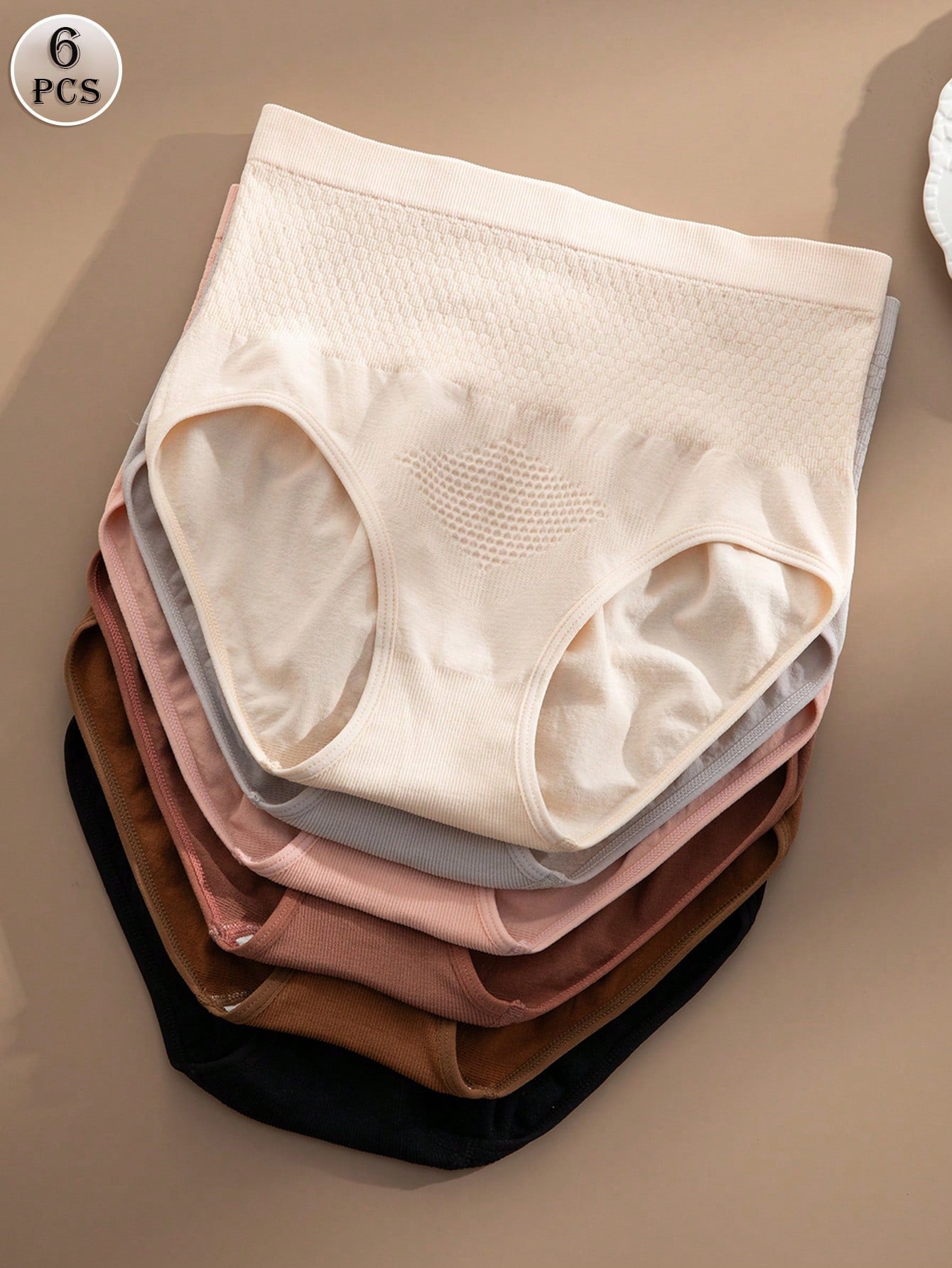 6pcs/Pack Comfortable Women High Waisted Seamless Panty