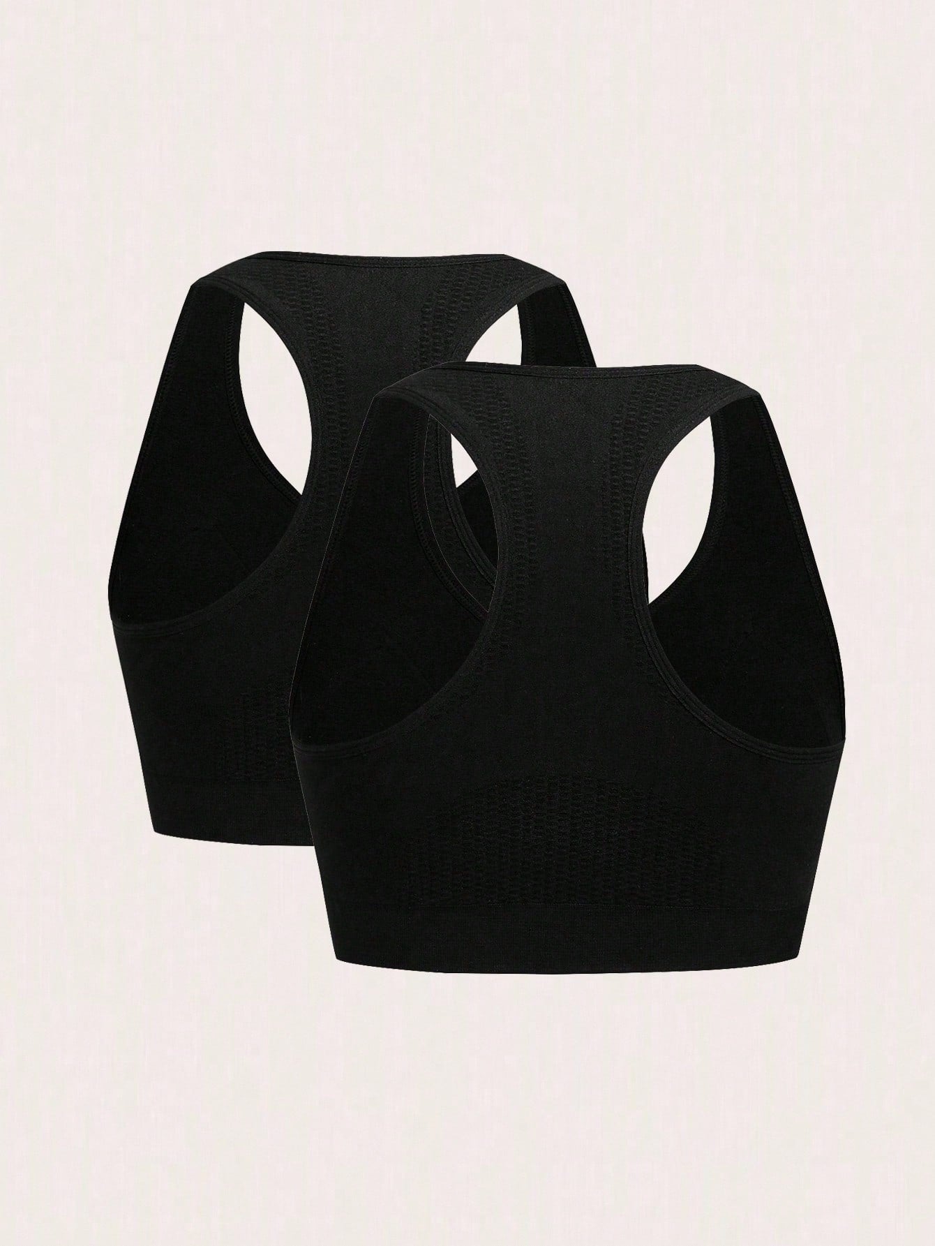 SHEIN Sport 2pcs Zip Up Ruched Front Sports Push Up Bra