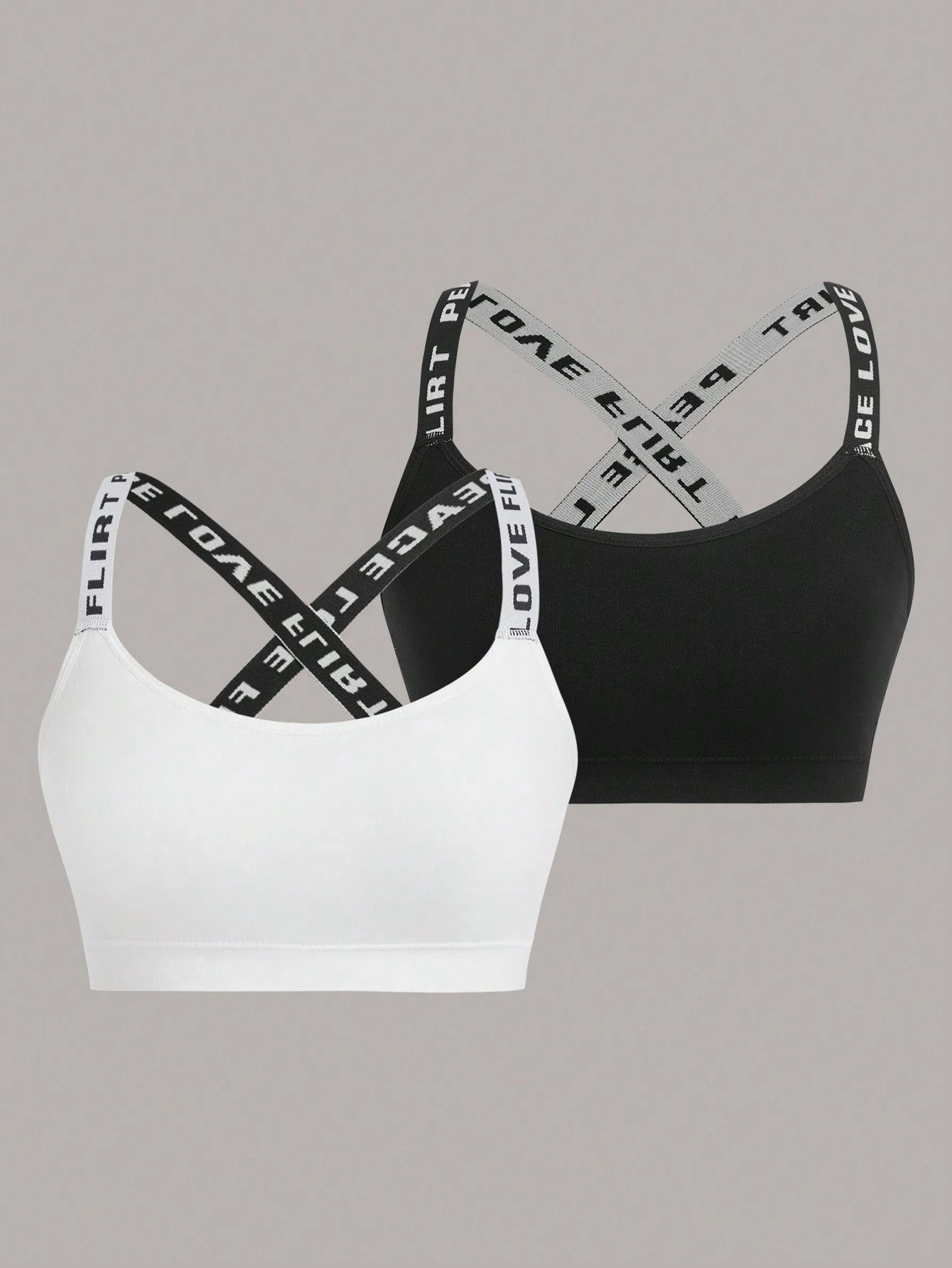 2pcs Letter Tape Criss Cross Back Sports Bra