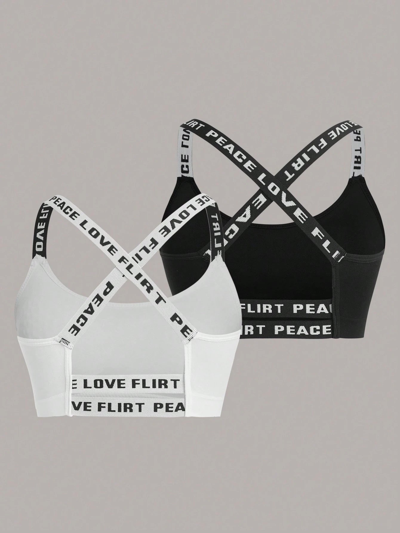 2pcs Letter Tape Criss Cross Back Sports Bra
