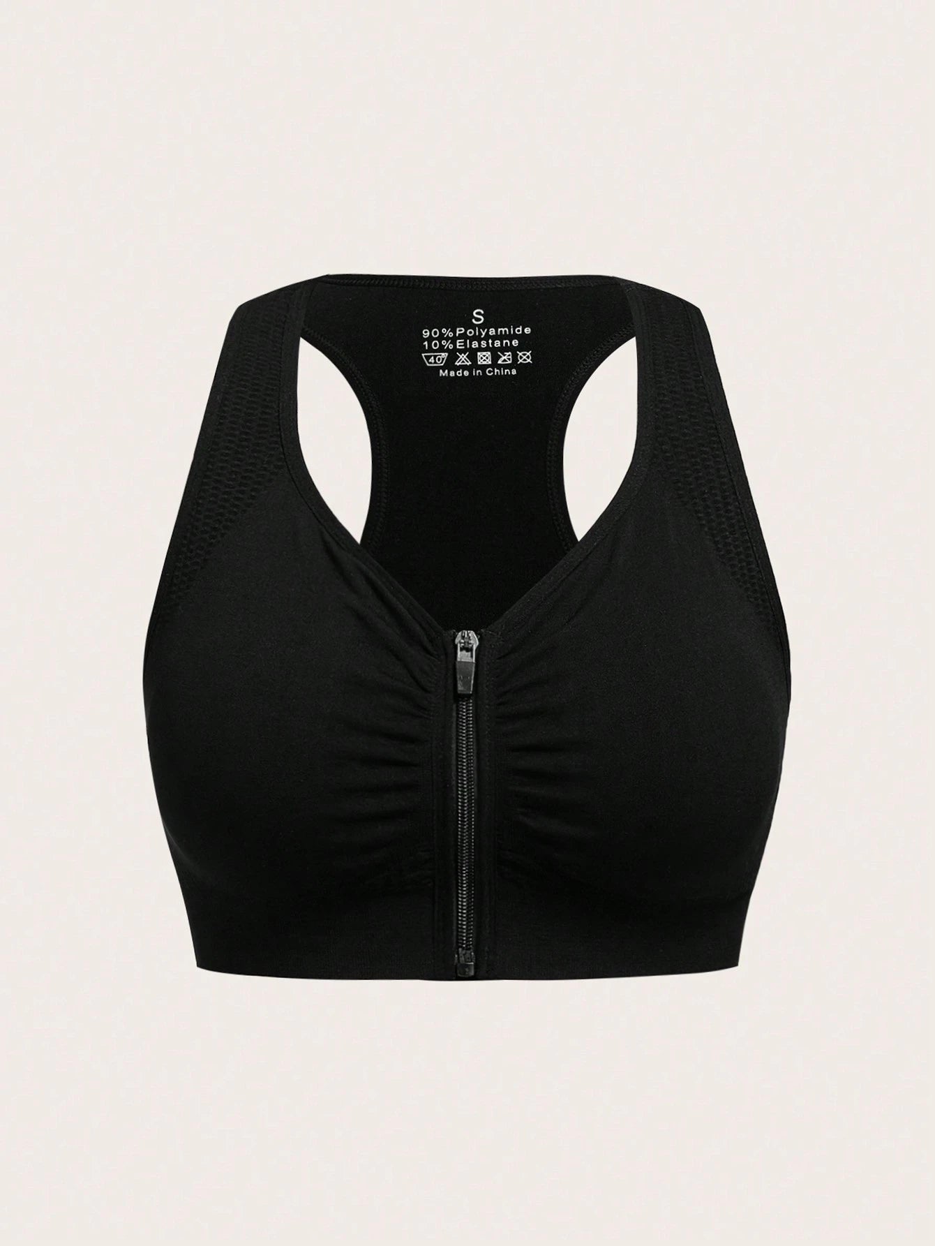 SHEIN Sport 2pcs Zip Up Ruched Front Sports Push Up Bra