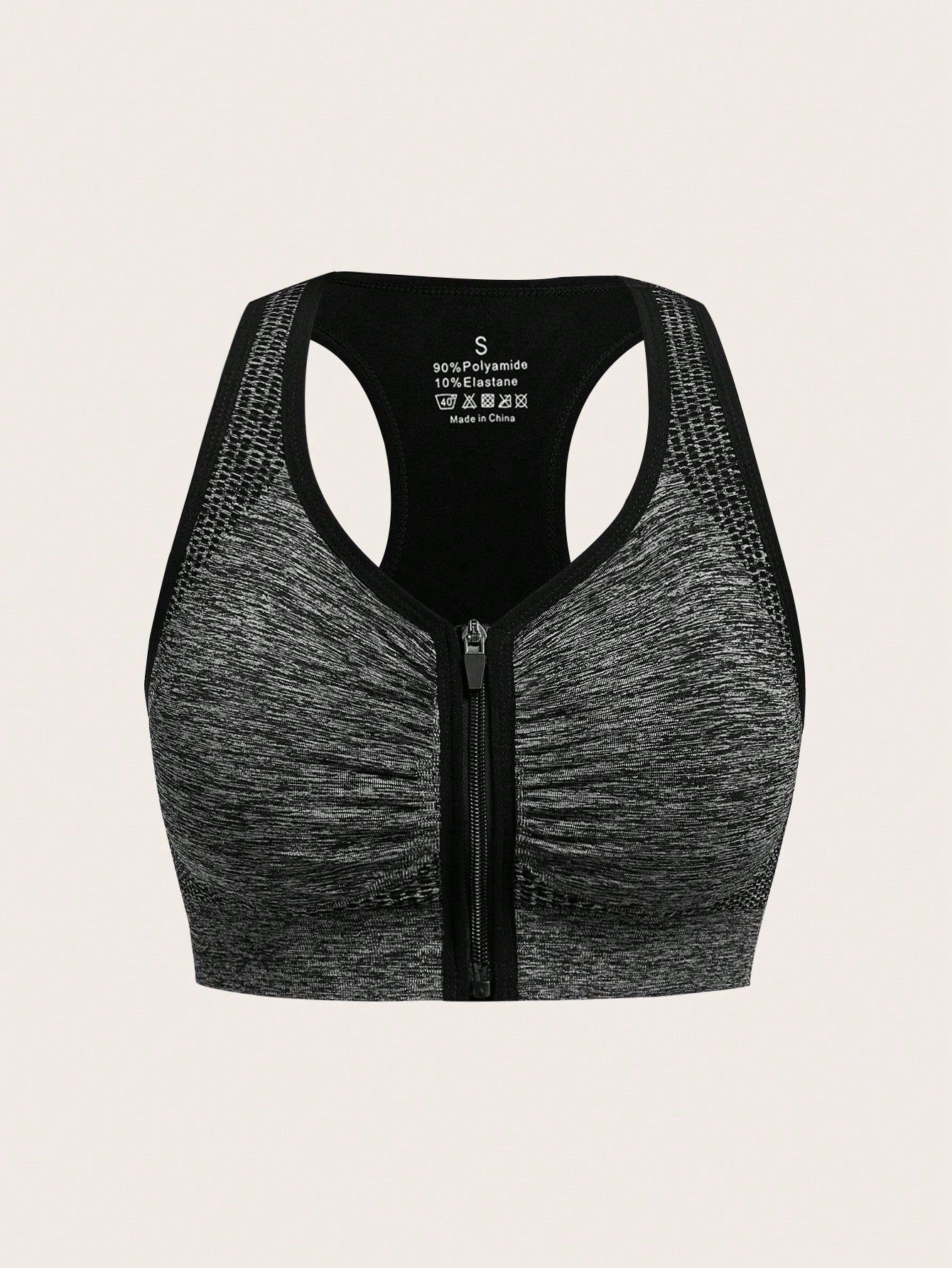 SHEIN Sport 2pcs Zip Up Ruched Front Sports Push Up Bra