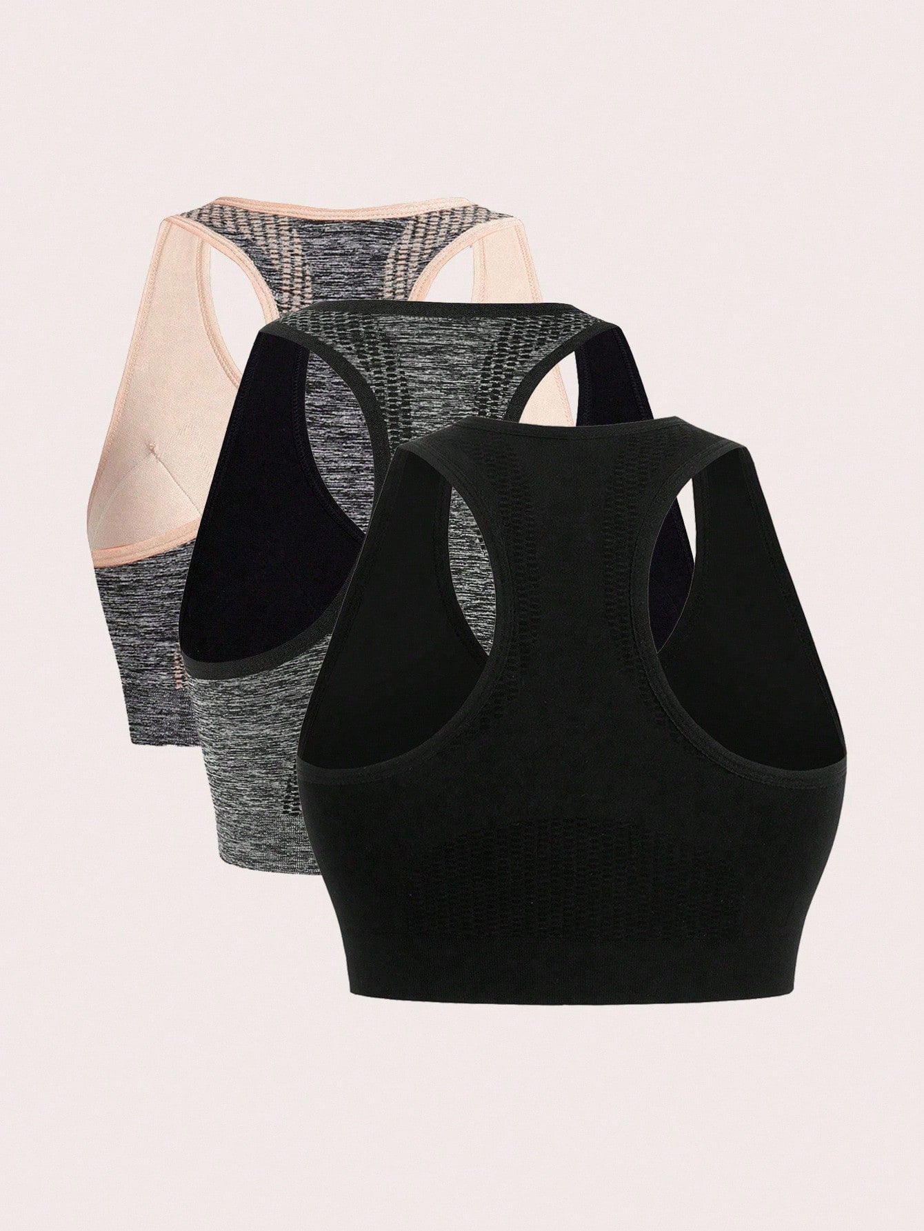 SHEIN Sport 2pcs Zip Up Ruched Front Sports Push Up Bra