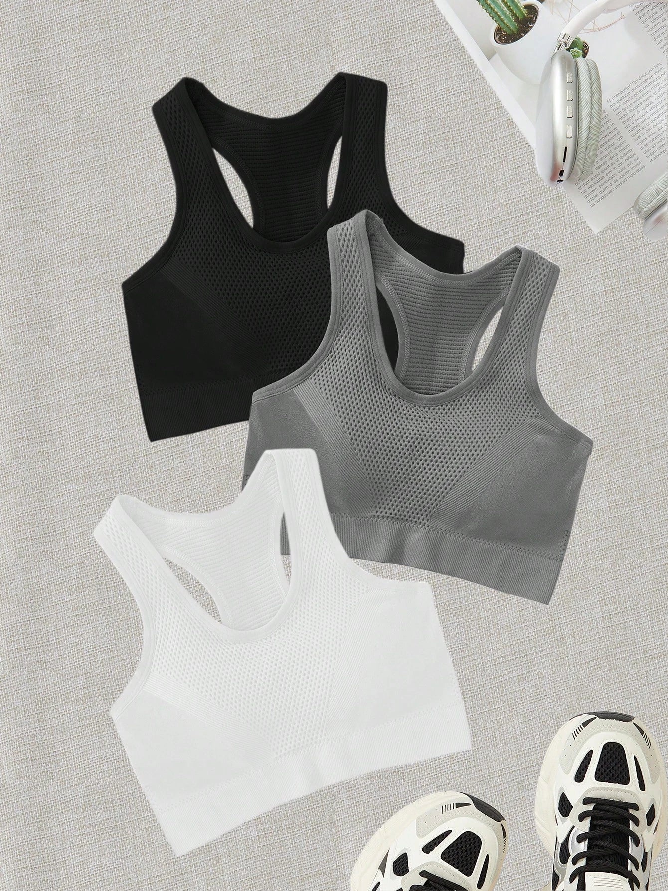 Sport 3pcs Seamless High Stretch Racerback Sports Bra