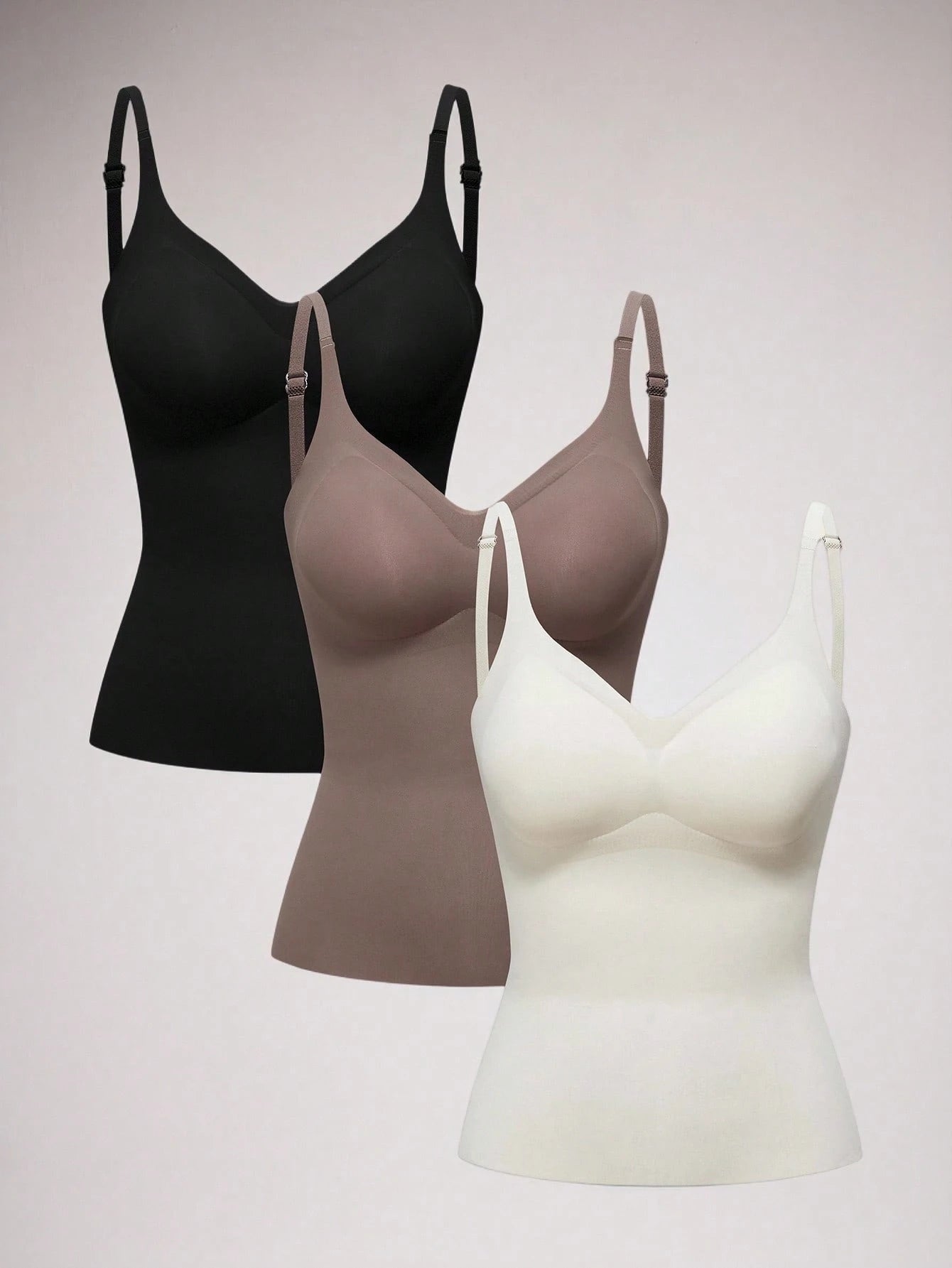3pcs/Pack Women's Camisole With Removable Padded Bra