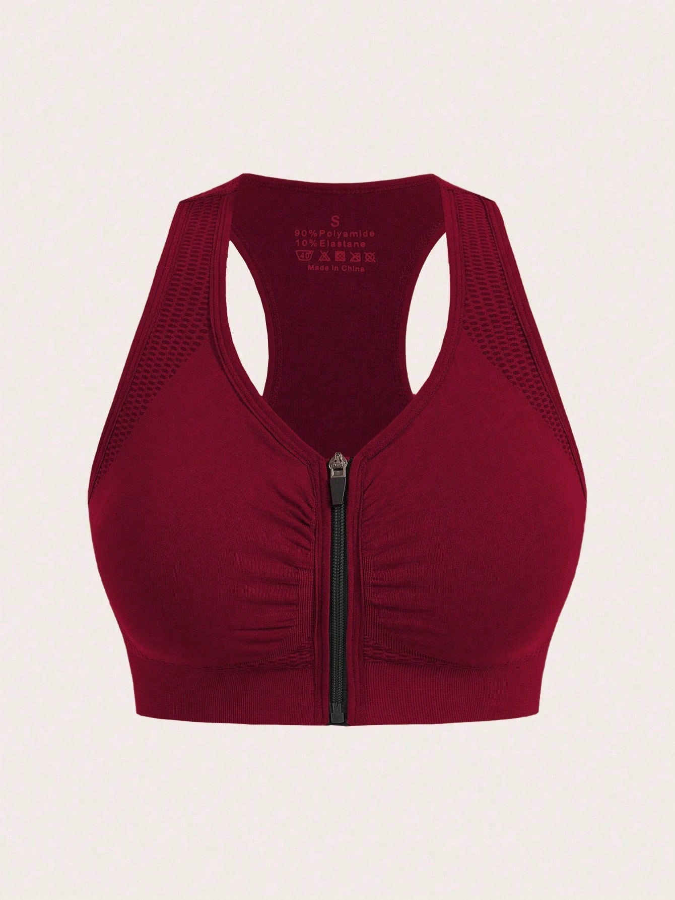 SHEIN Sport 2pcs Zip Up Ruched Front Sports Push Up Bra