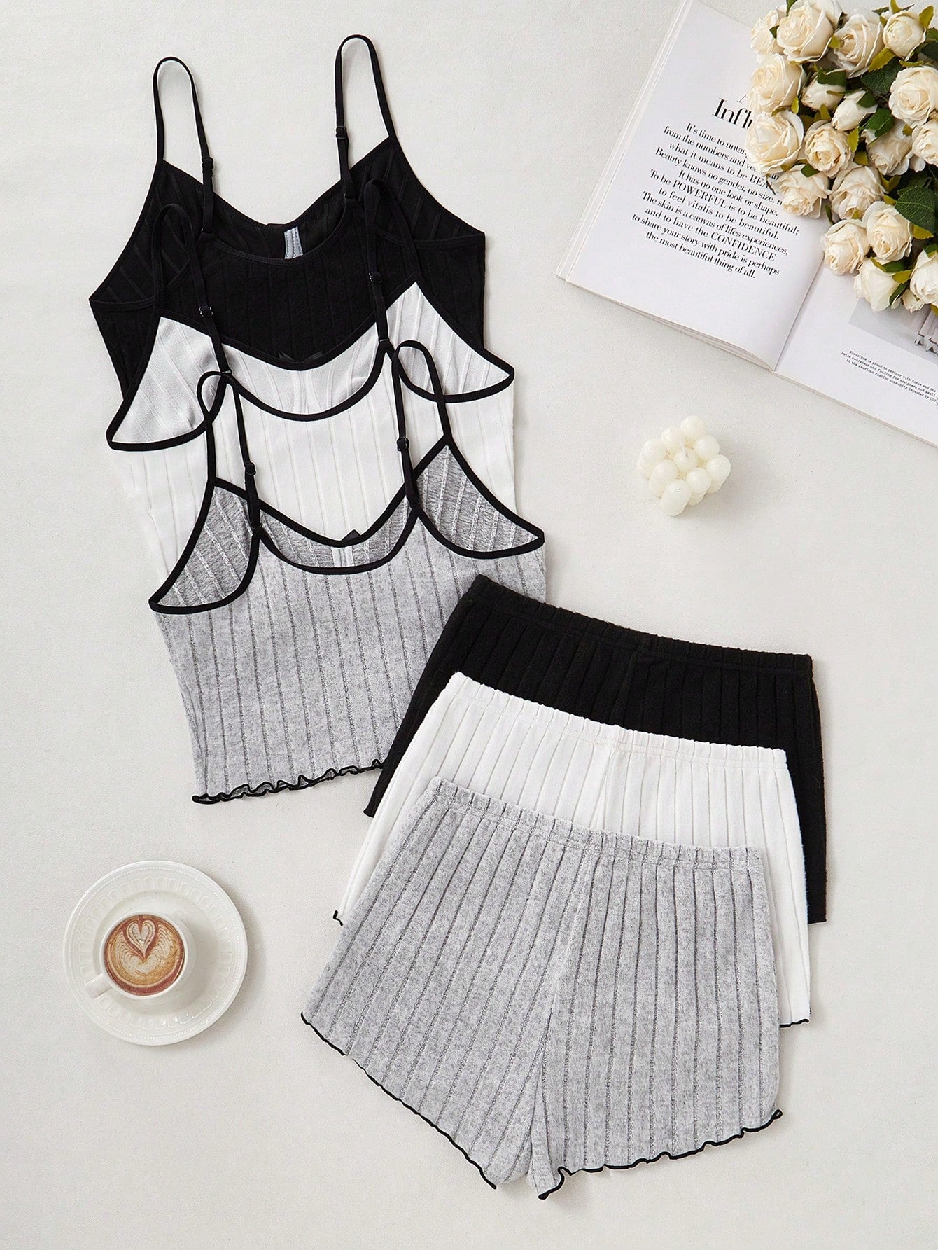 Women Casual Bow Decor Cami Top & Shorts