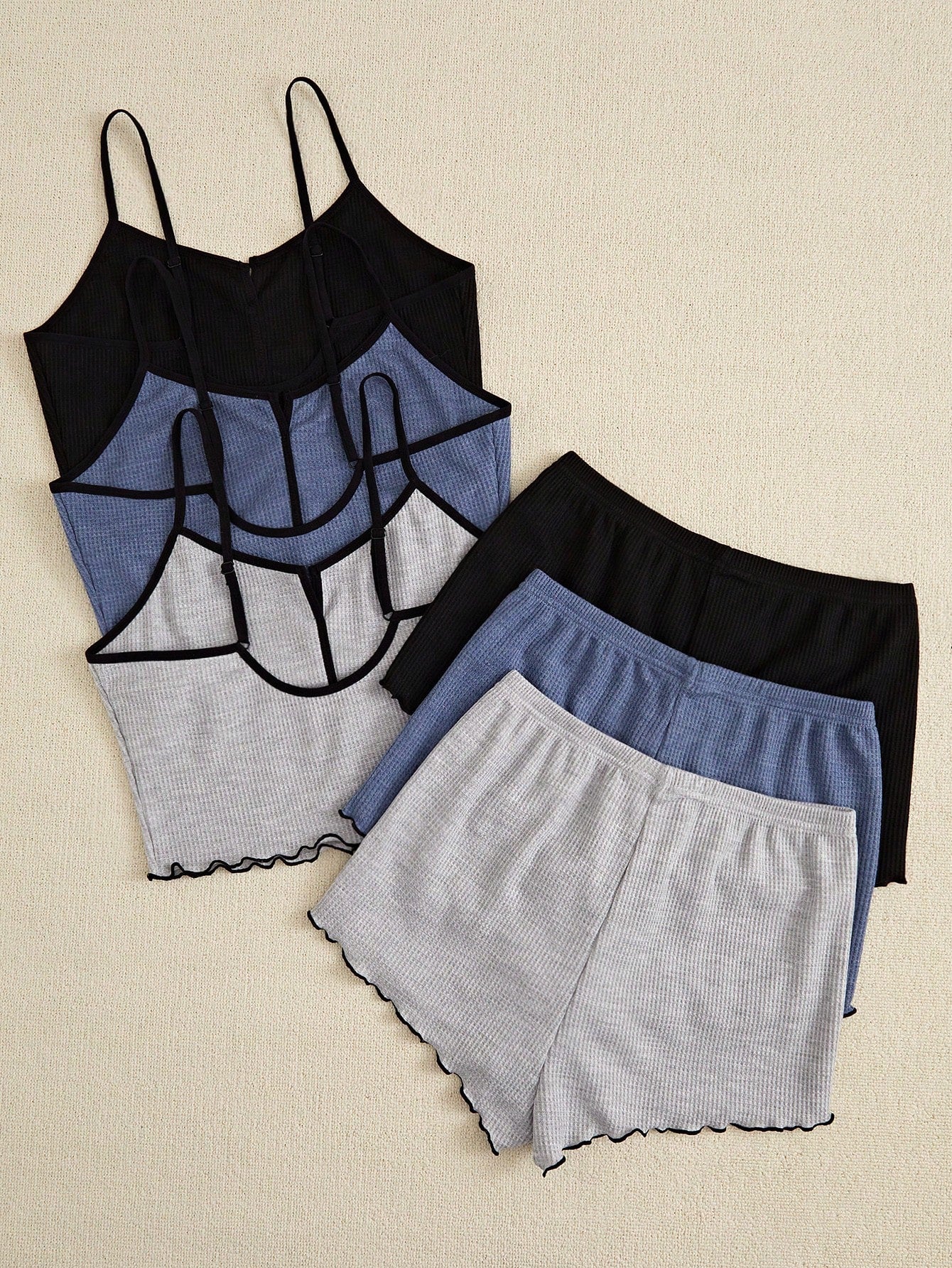 3sets Lettuce Trim Lounge Set