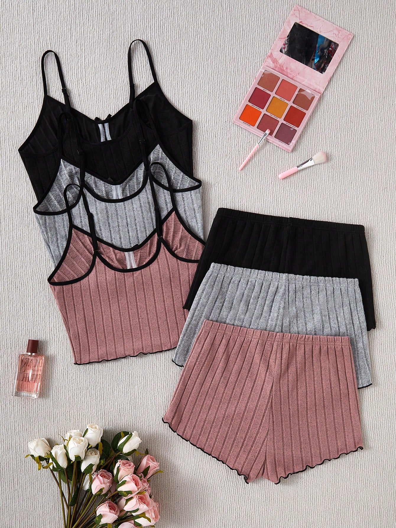 Women Casual Bow Decor Cami Top & Shorts