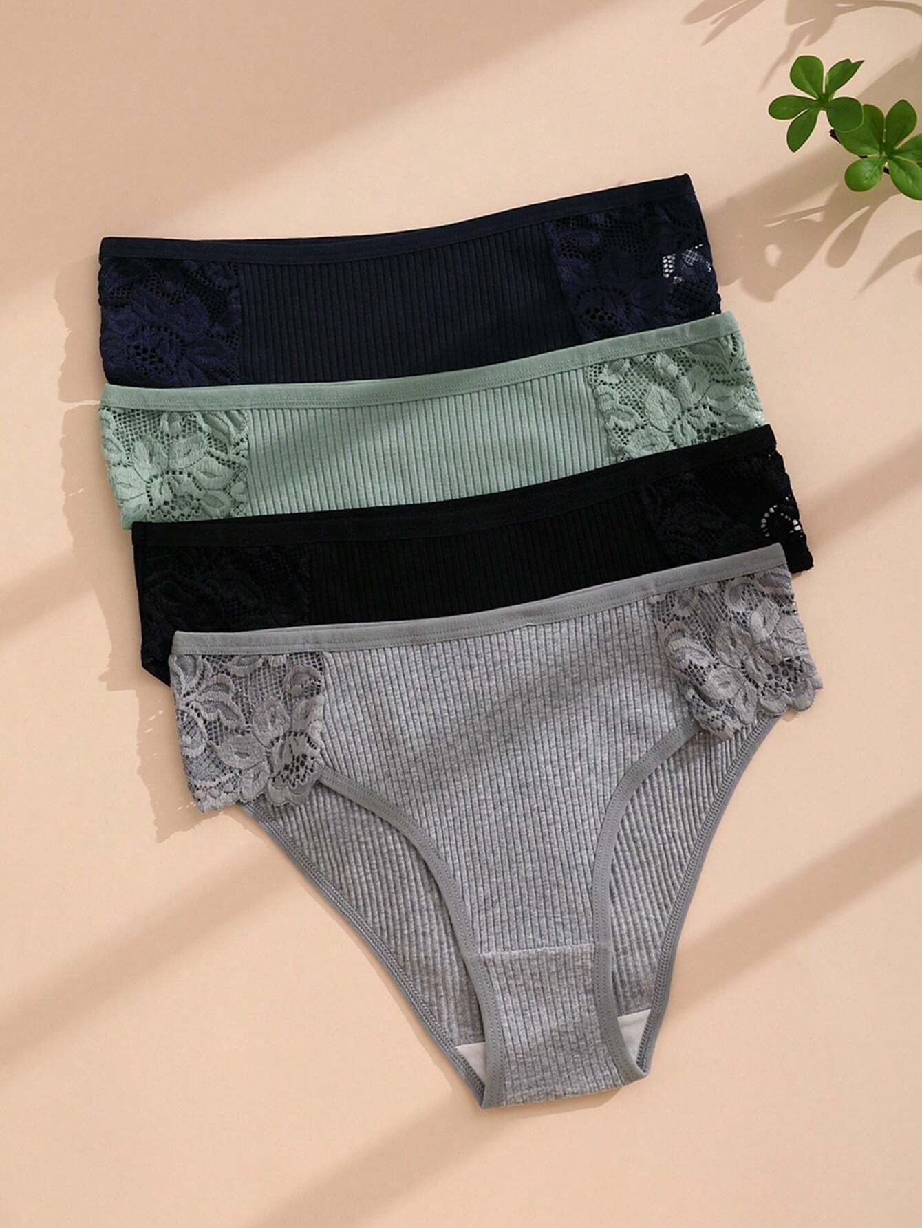 7pcs/Set Women's Solid Color Low-Rise Lace Breathable Triangle Panties For Teen Girls