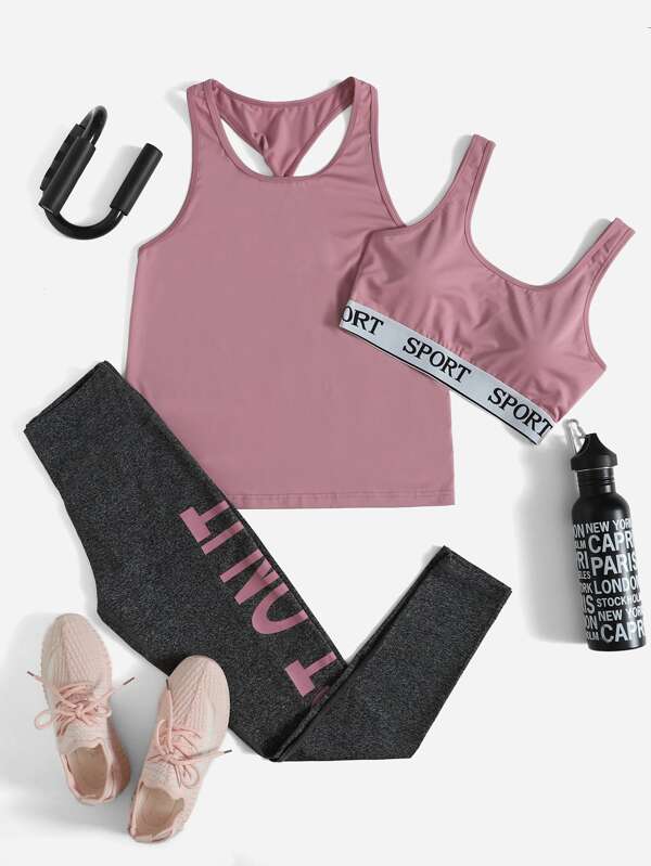 3pcs Letter Graphic Tape Sports Set Multicolor