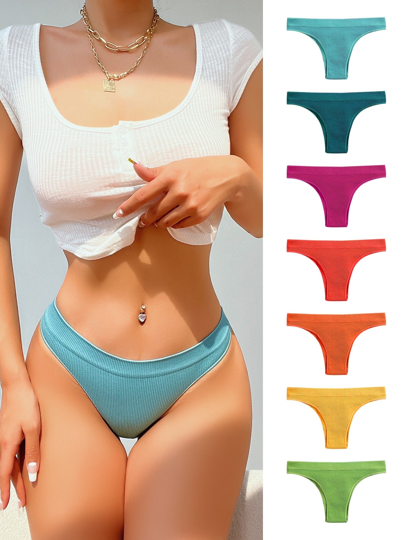 7pack Solid Seamless Panty