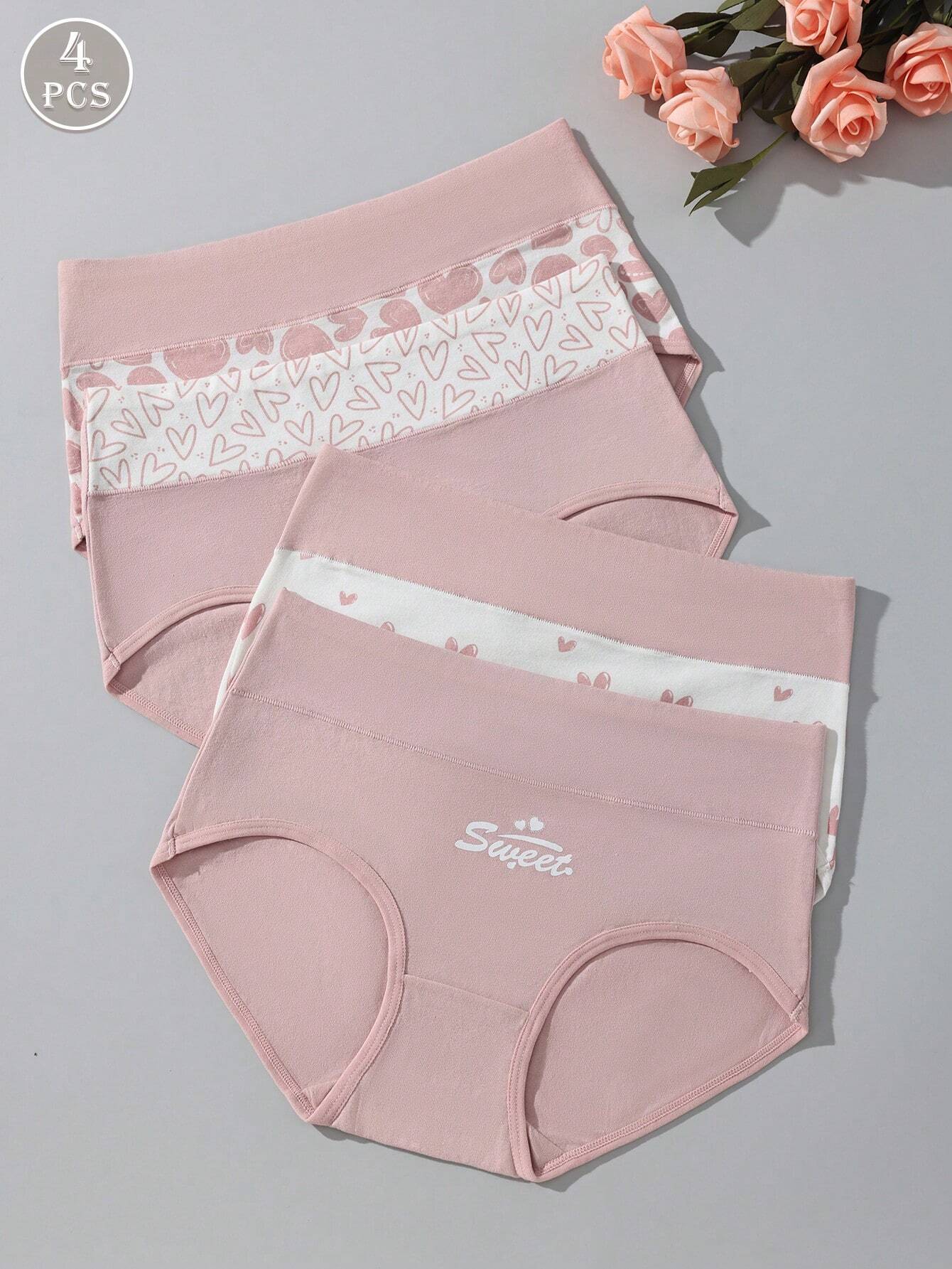 4pcs/Pack Comfortable &amp; Breathable Plus Size Ladies Underwear Briefs