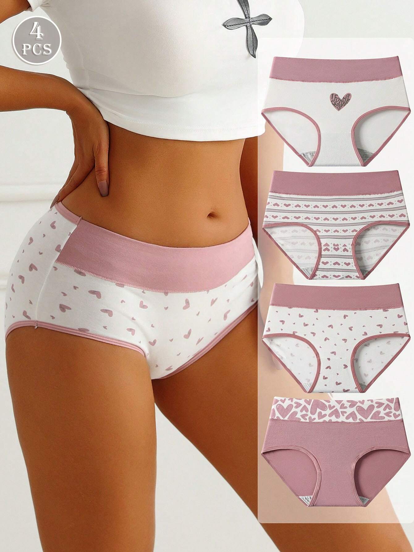 4pcs/Pack Comfortable &amp; Breathable Plus Size Ladies Underwear Briefs