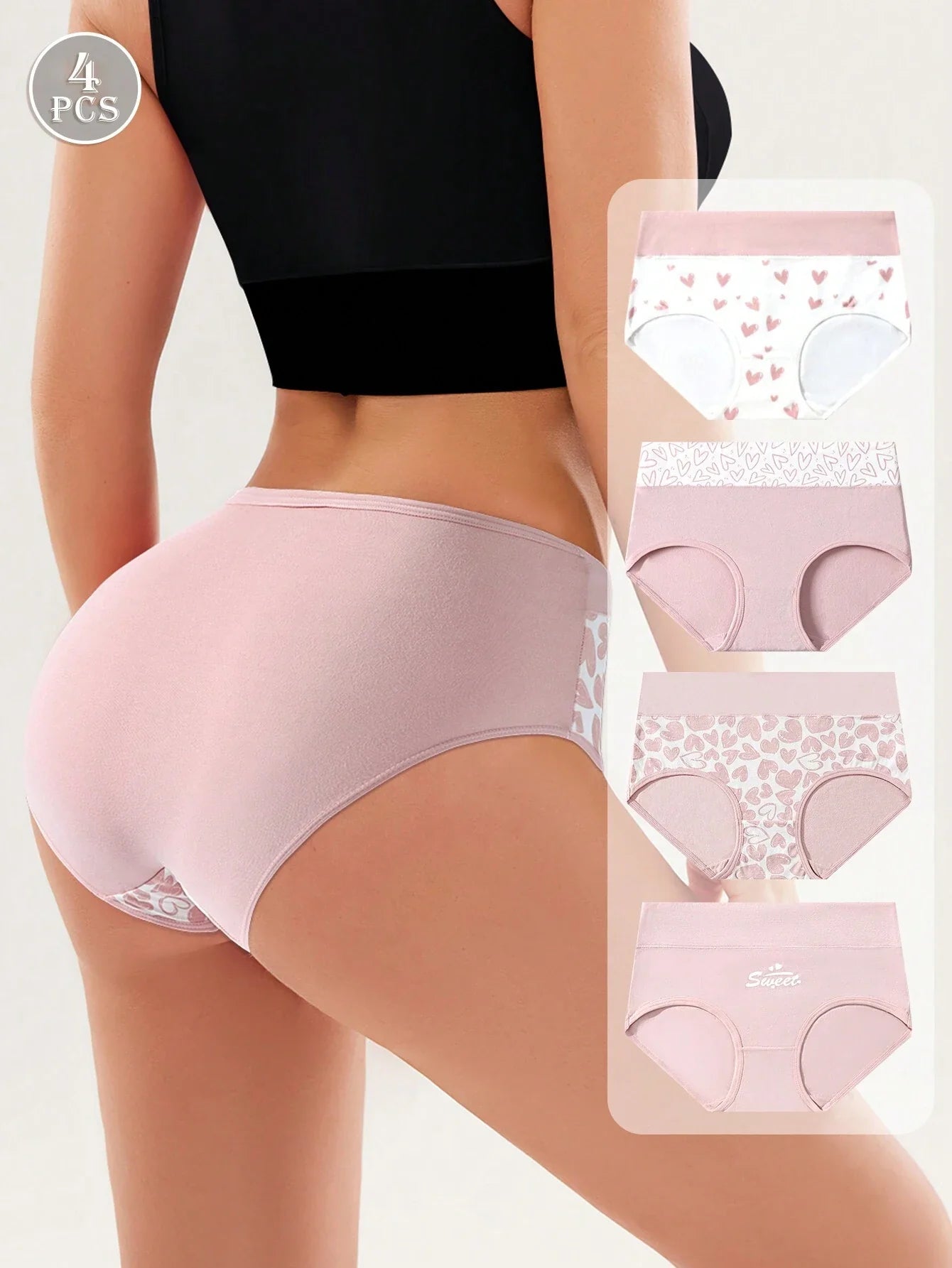 4pcs/Pack Comfortable &amp; Breathable Plus Size Ladies Underwear Briefs
