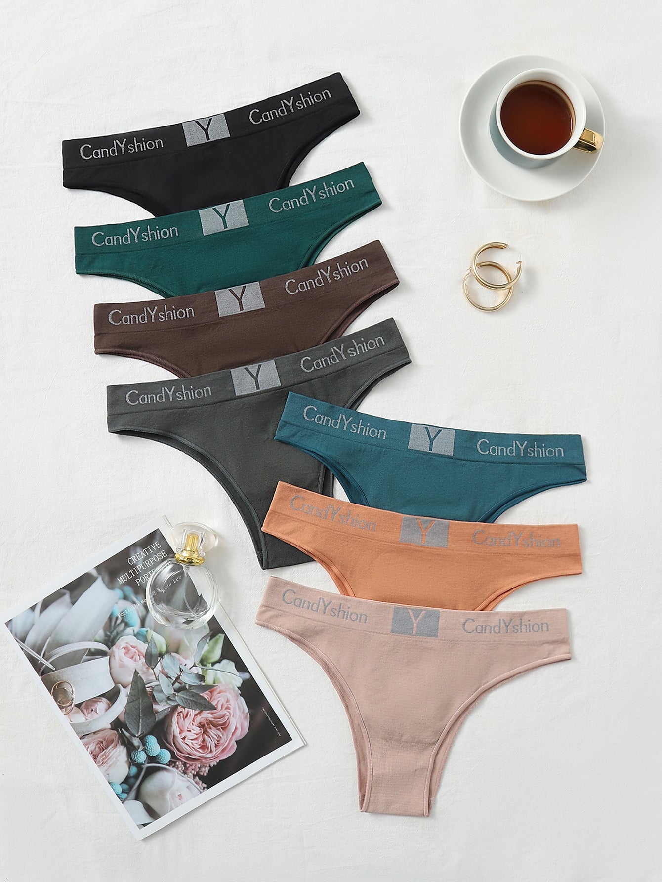 7pack Letter Graphic Simple Panty