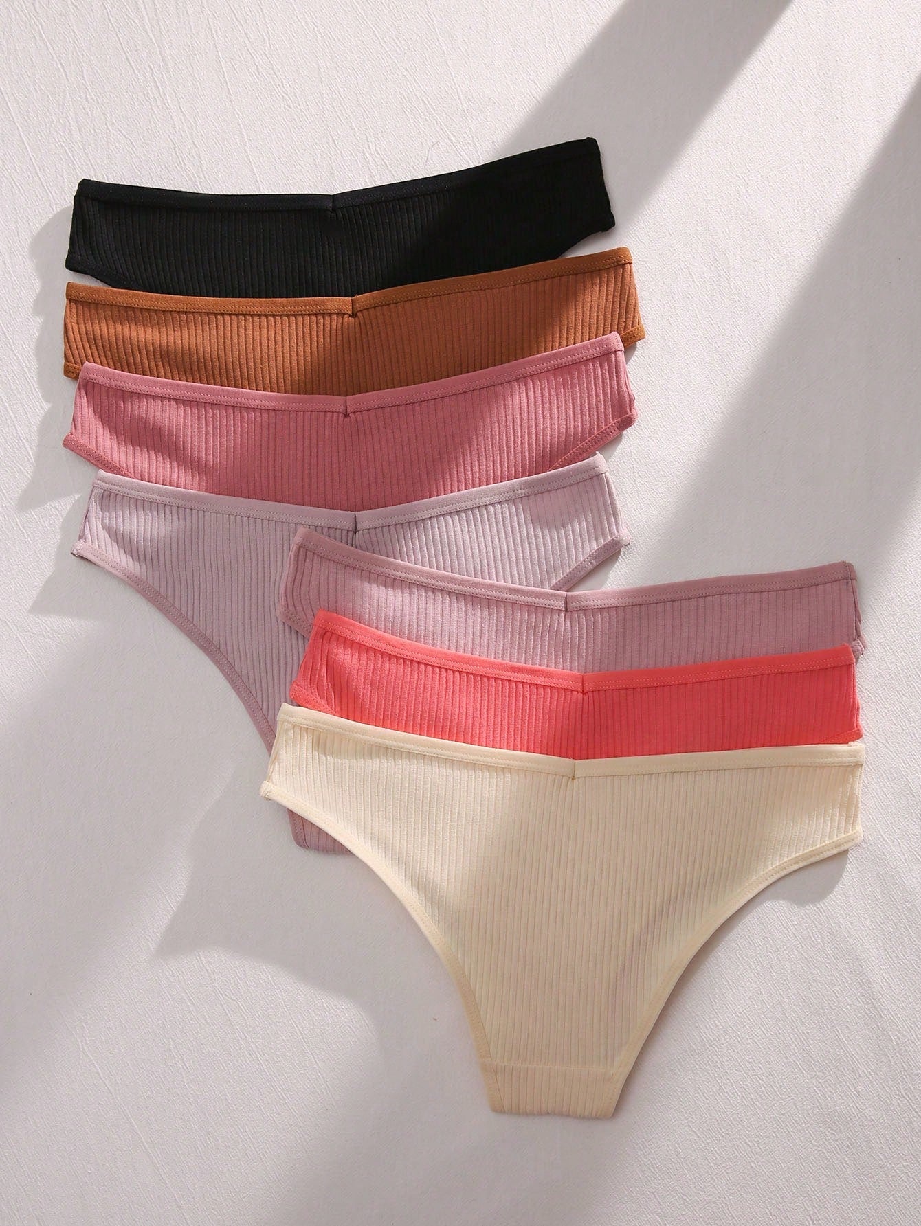7pack Solid Rib Panty S Multicolor