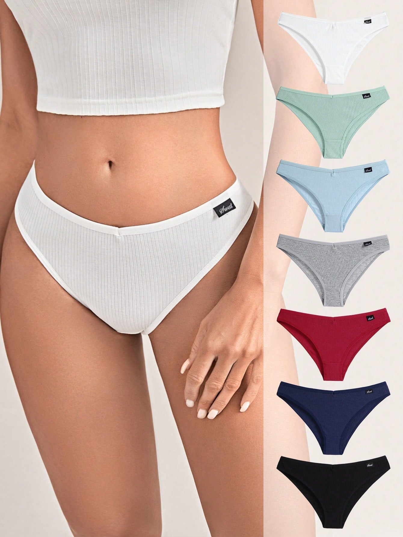 7pack Solid Rib Panty