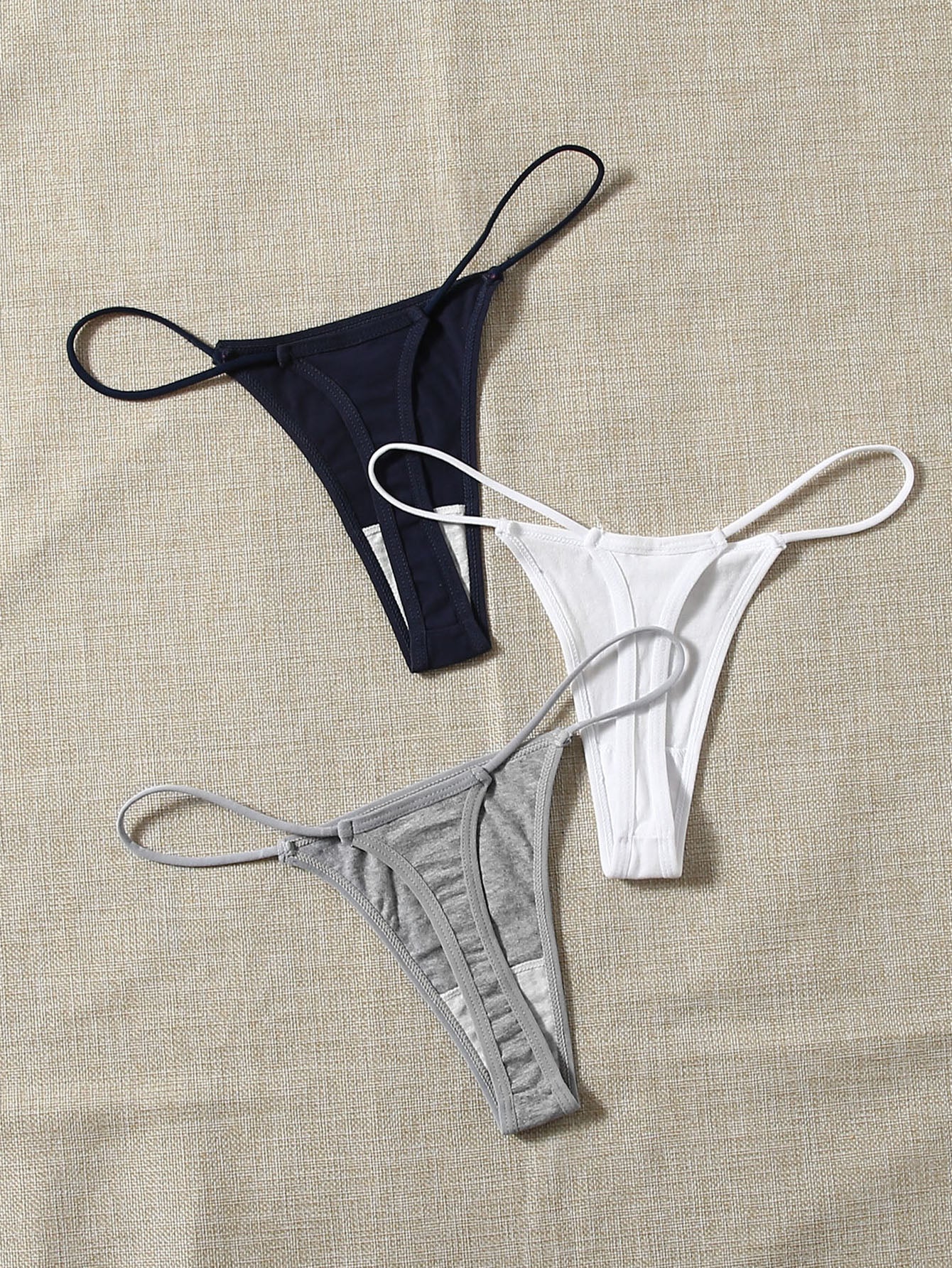 3pack Solid No Show Thong Set