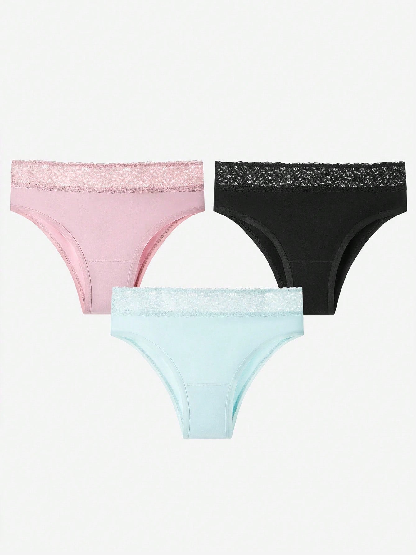 LUVLETTE 3-Pack High-Rise Cotton Girly Women's Underwear Briefs Panty Set